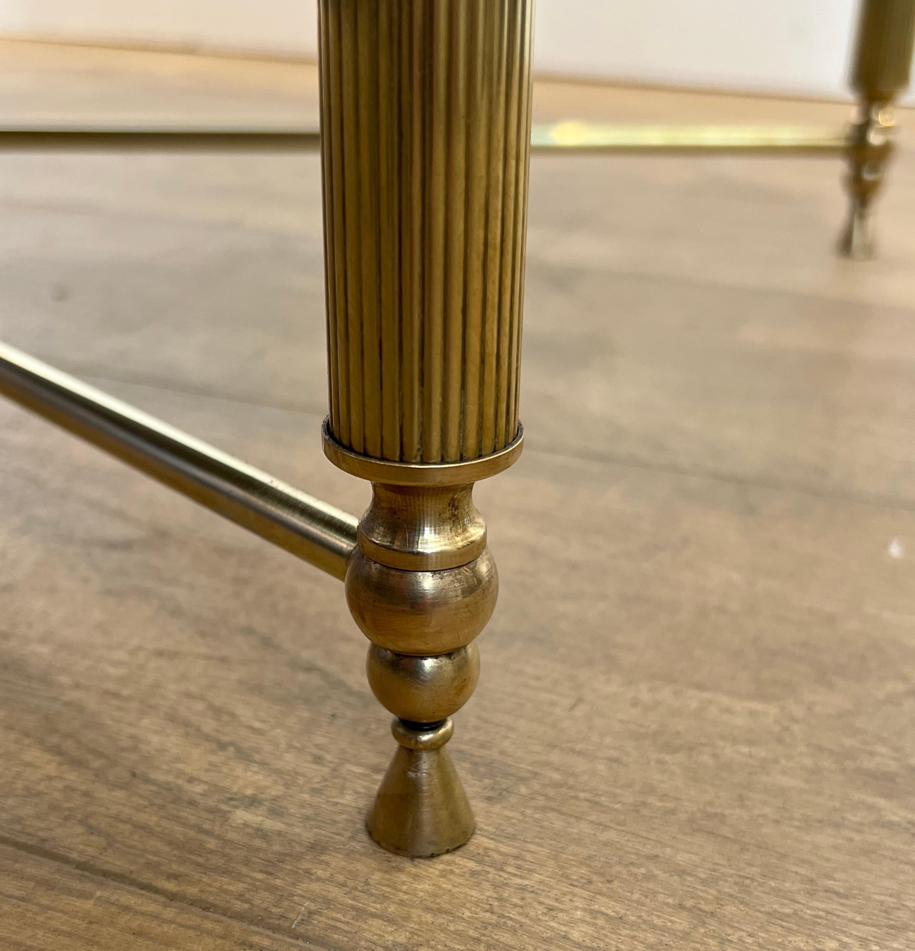 Brass Coffee Table with Black Lacquered Glass Top in the Style of Maison Jansen 5