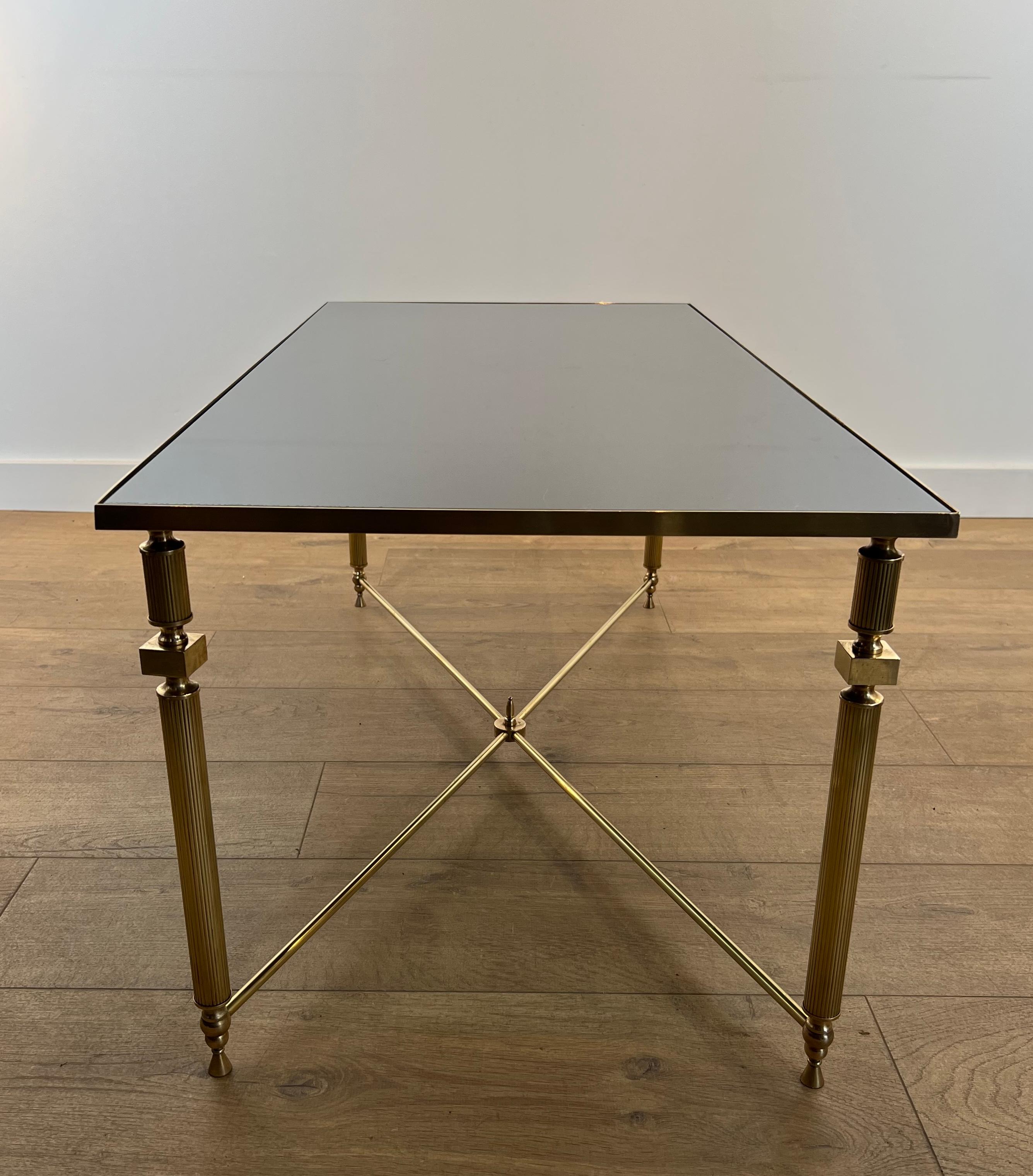 Brass Coffee Table with Black Lacquered Glass Top in the Style of Maison Jansen 9