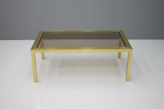 Brass Coffee Table with Glass 1960s