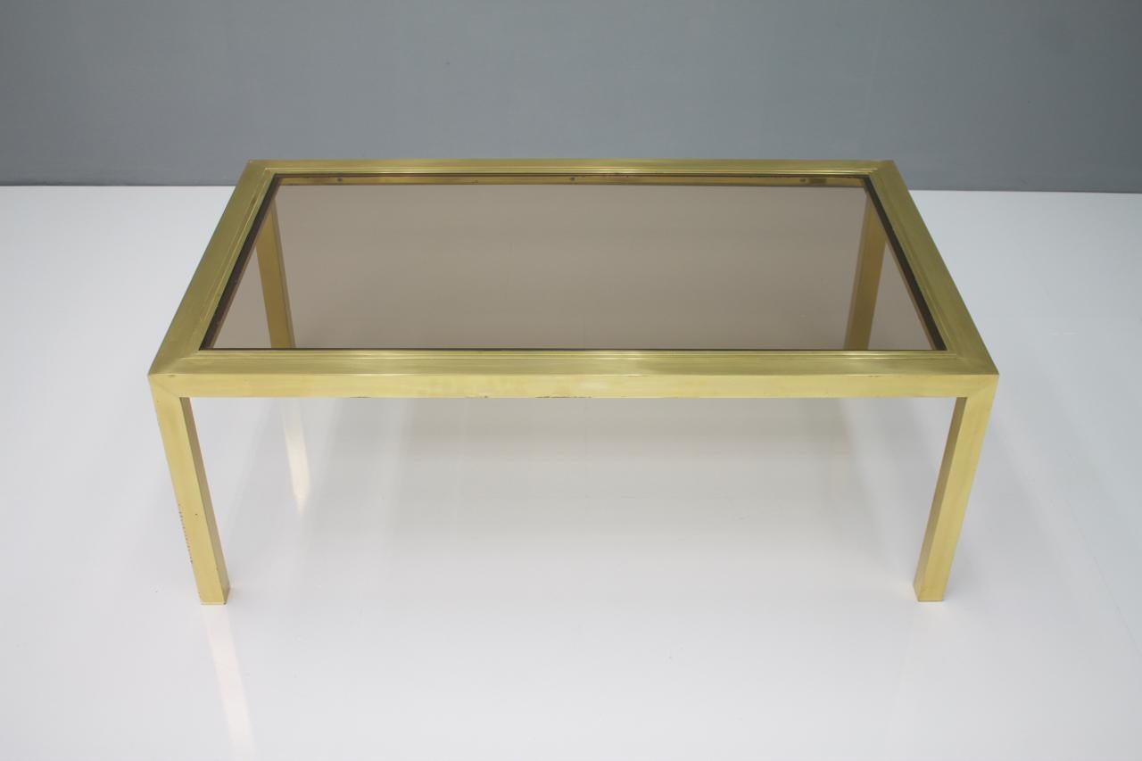 Mid-Century Modern Brass Coffee Table with Glass 1960s For Sale