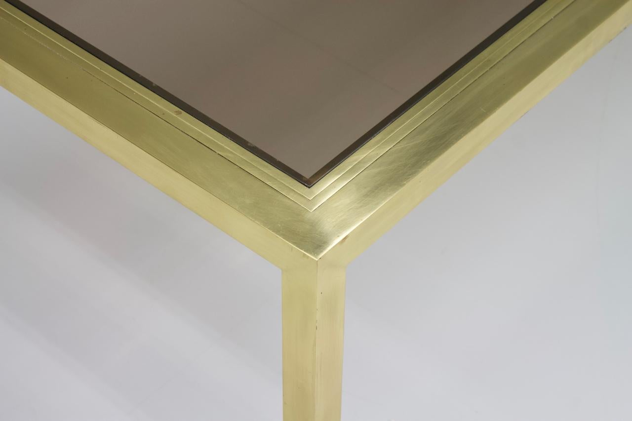 European Brass Coffee Table with Glass 1960s For Sale