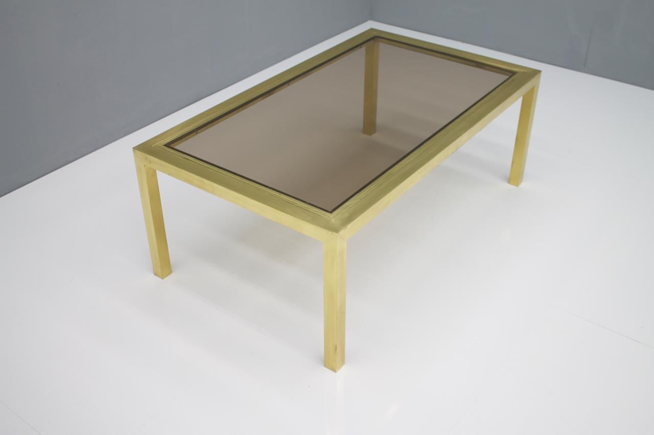 Brass Coffee Table with Glass 1960s For Sale 1