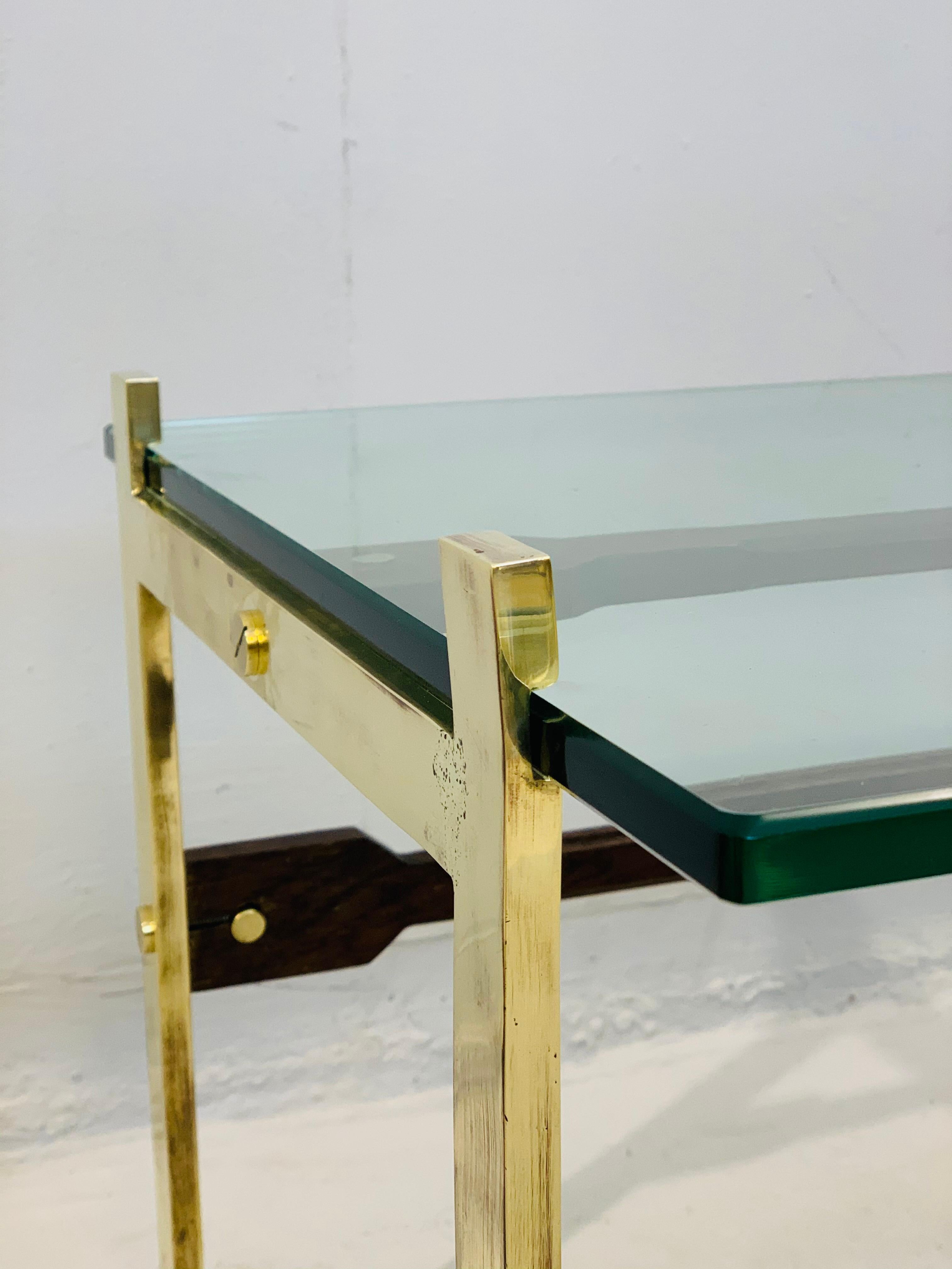 20th Century Mid-Century Modern Brass Coffee Table with Glass Top For Sale