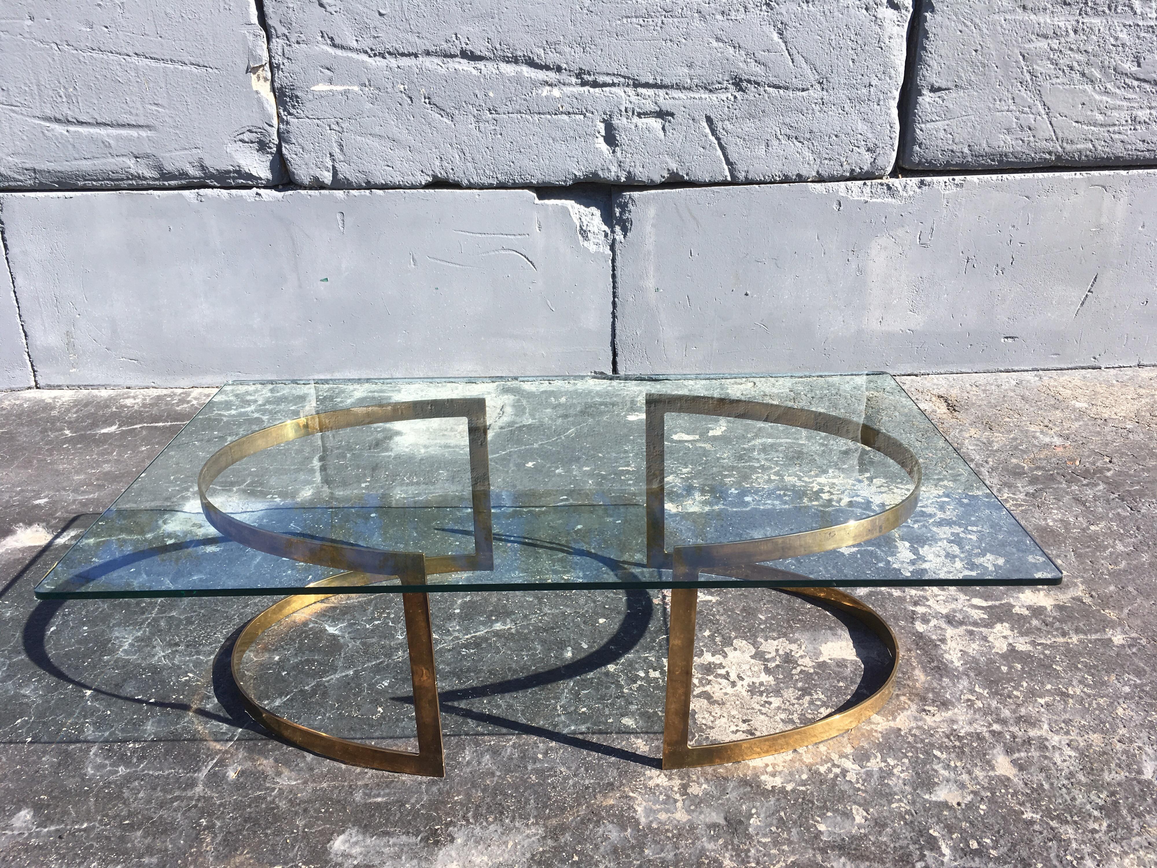 Brass Coffee Table with Glass Top in the Style of LaVerne 5