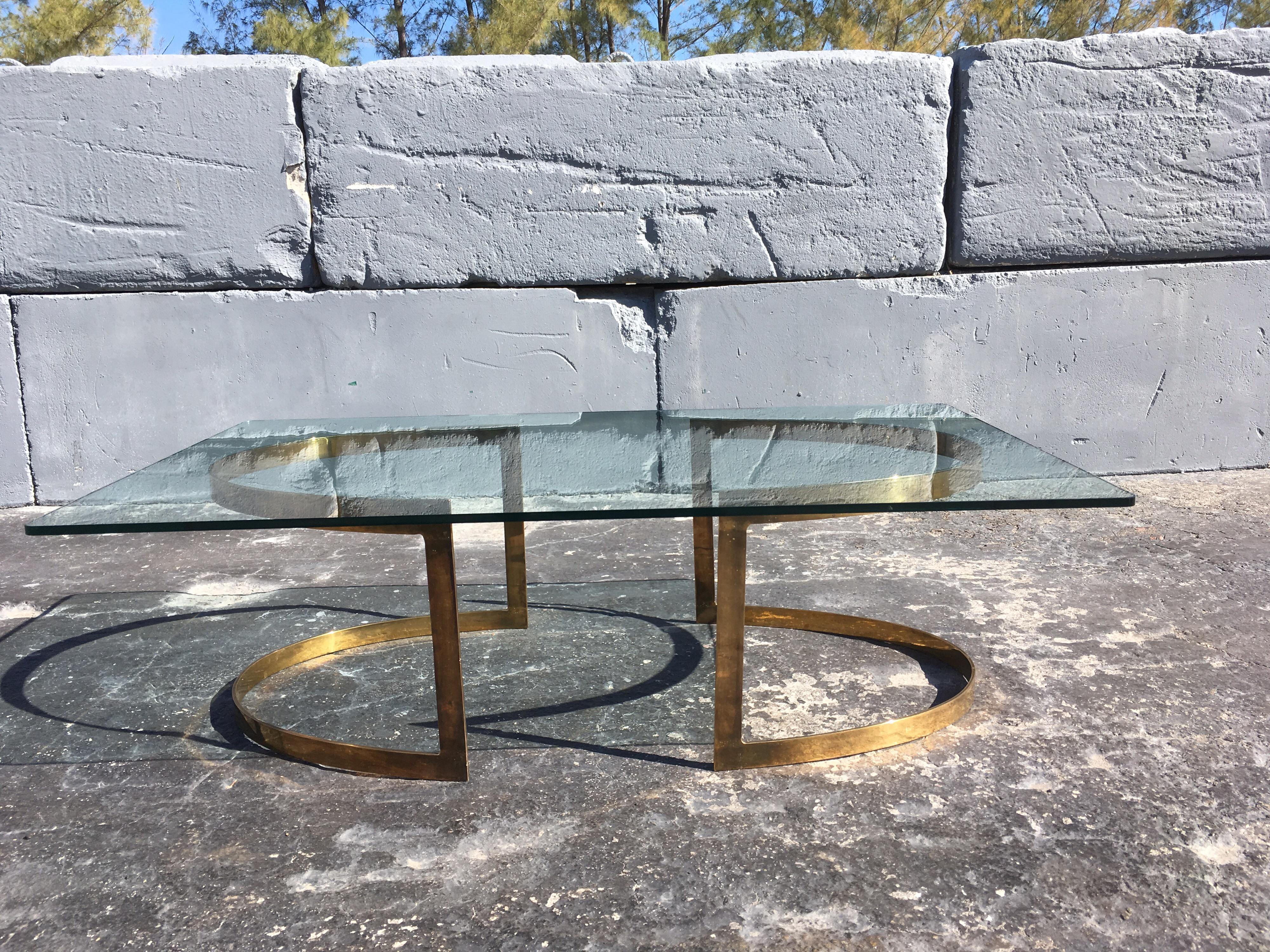 Brass Coffee Table with Glass Top in the Style of LaVerne 6
