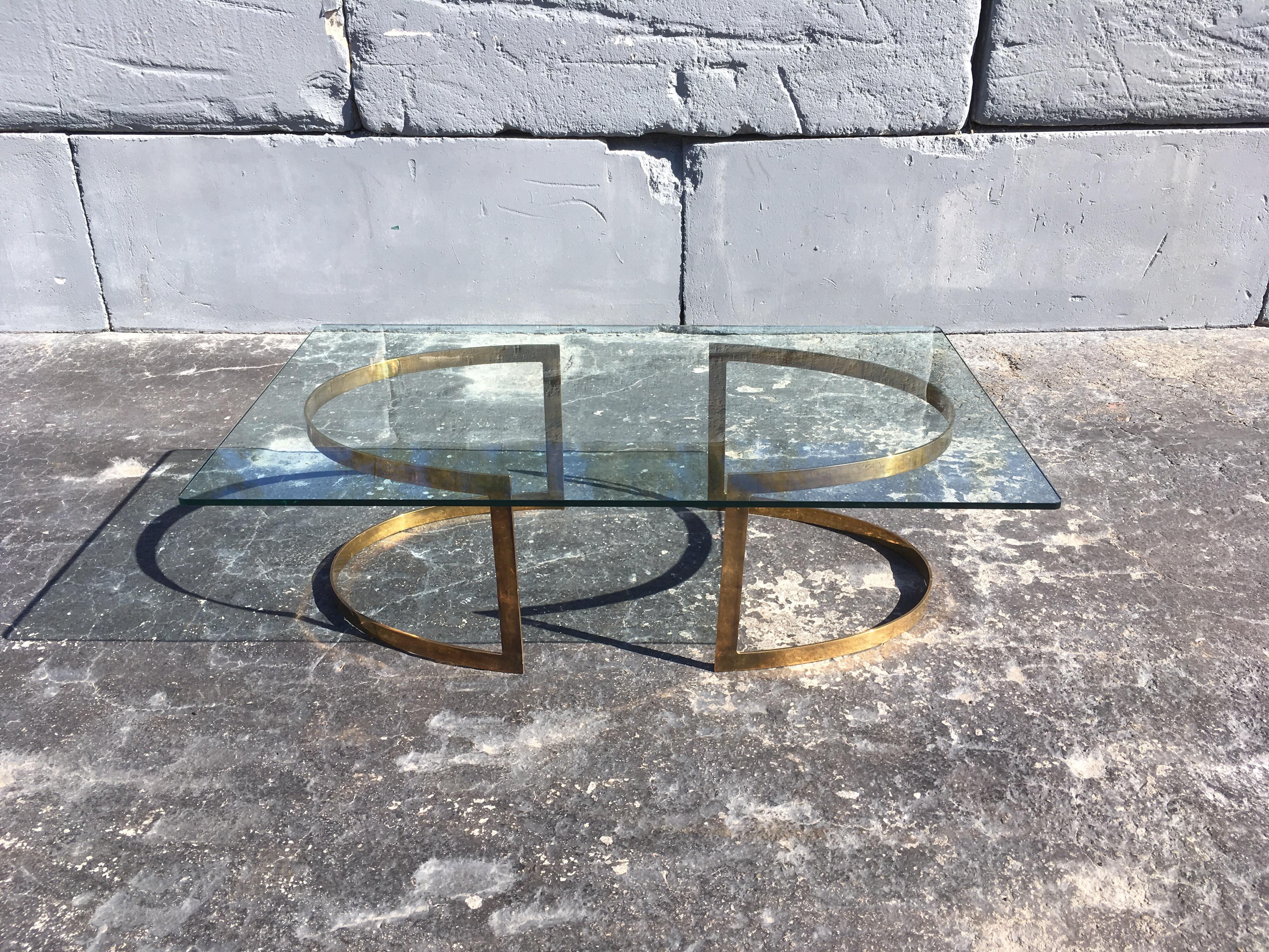 Brass Coffee Table with Glass Top in the Style of LaVerne 2
