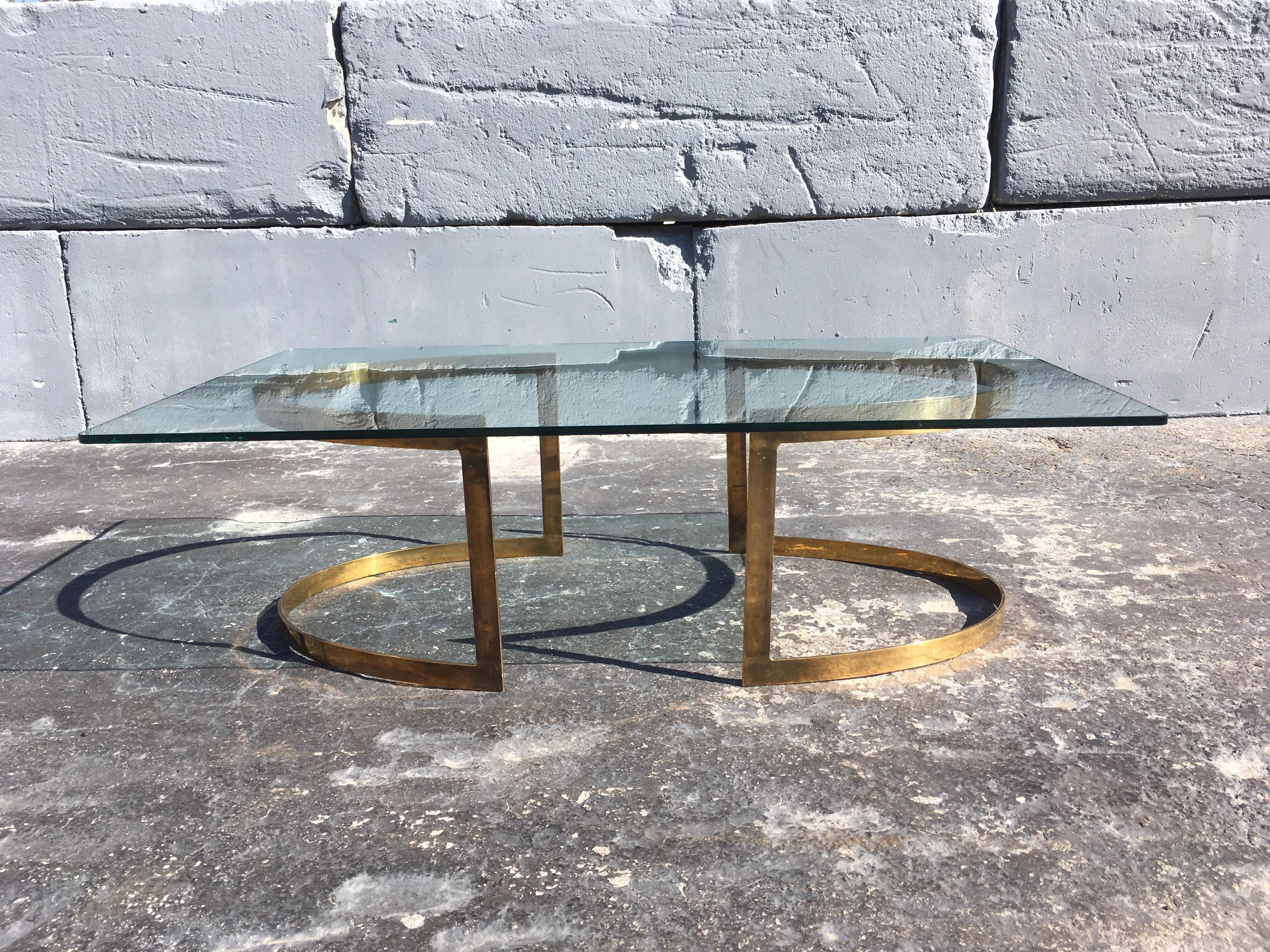 Brass Coffee Table with Glass Top in the Style of LaVerne 4