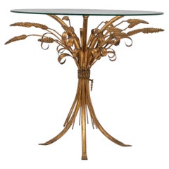 Brass Coffee Table with Glass Top, Italian Country Style, 20th Century