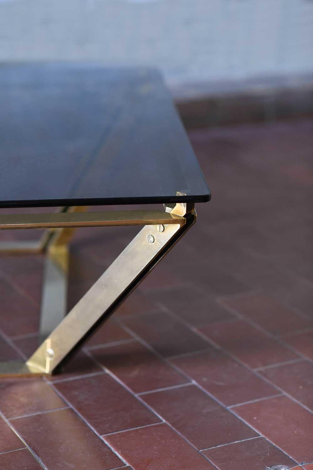 Brass coffee table with glass top, Italy 1970 For Sale 4