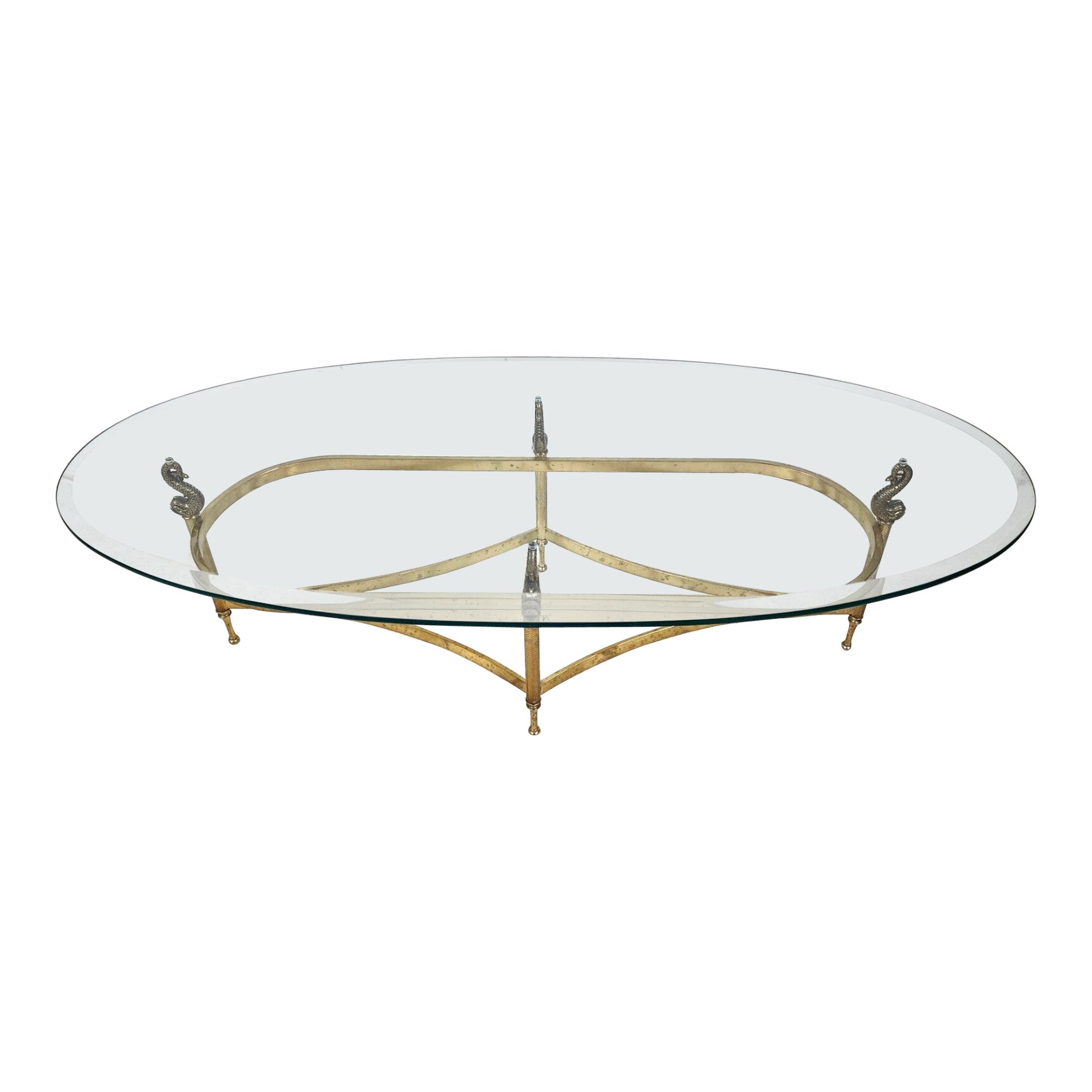 Brass Coffee Table with Koi Fish
