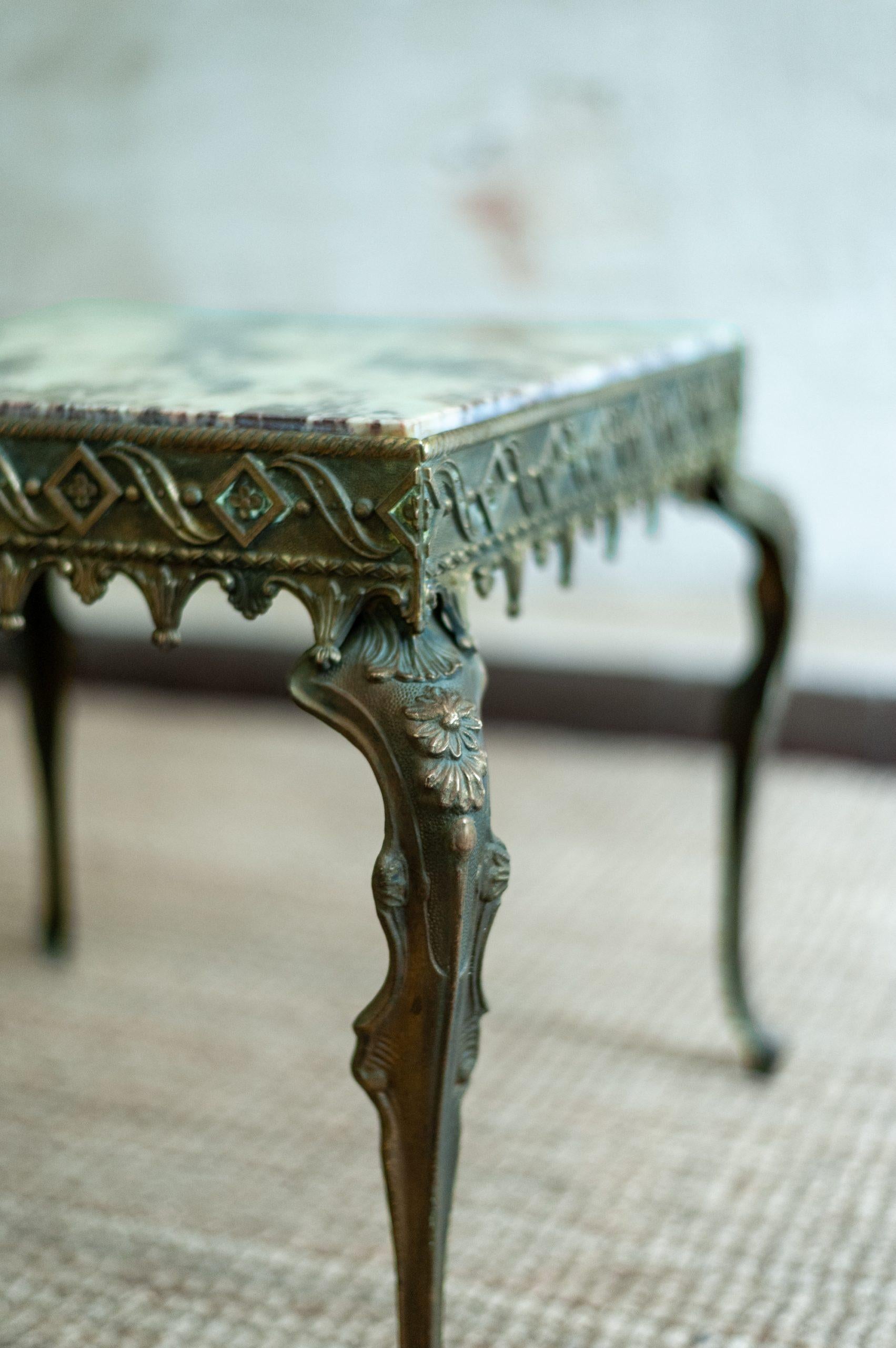Mid-20th Century Brass Coffee Table with Marble Top – 1950s For Sale