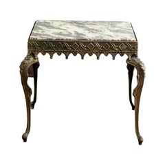 Brass Coffee Table with Marble Top – 1950s