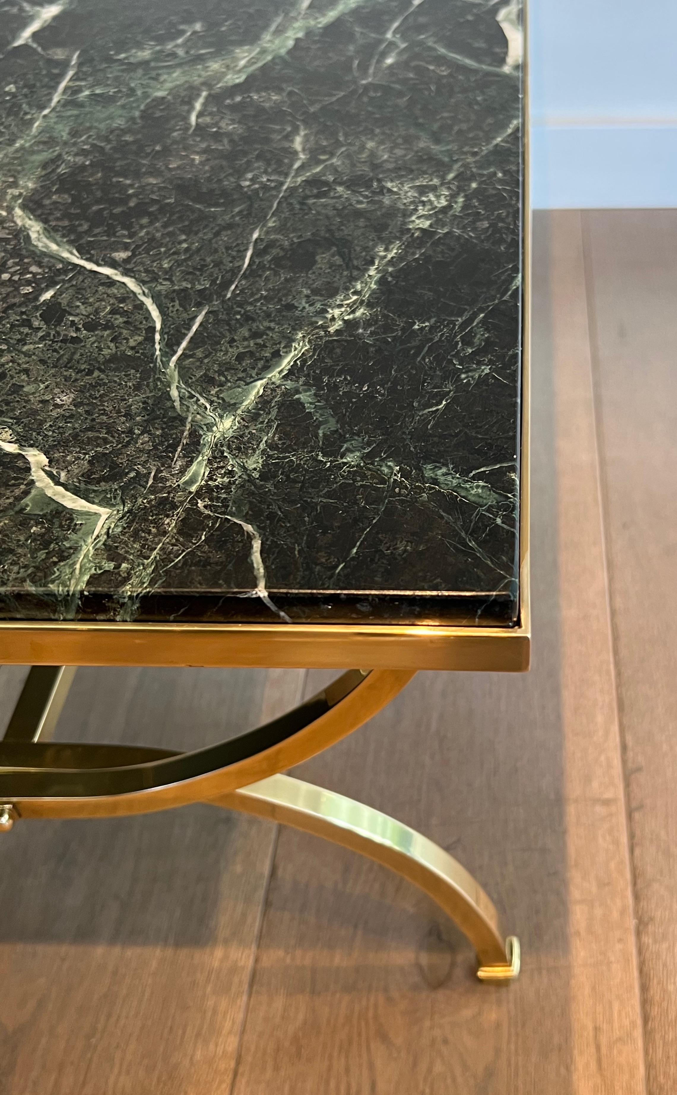 Brass Coffee Table with Marble Top by Maison Jansen For Sale 10