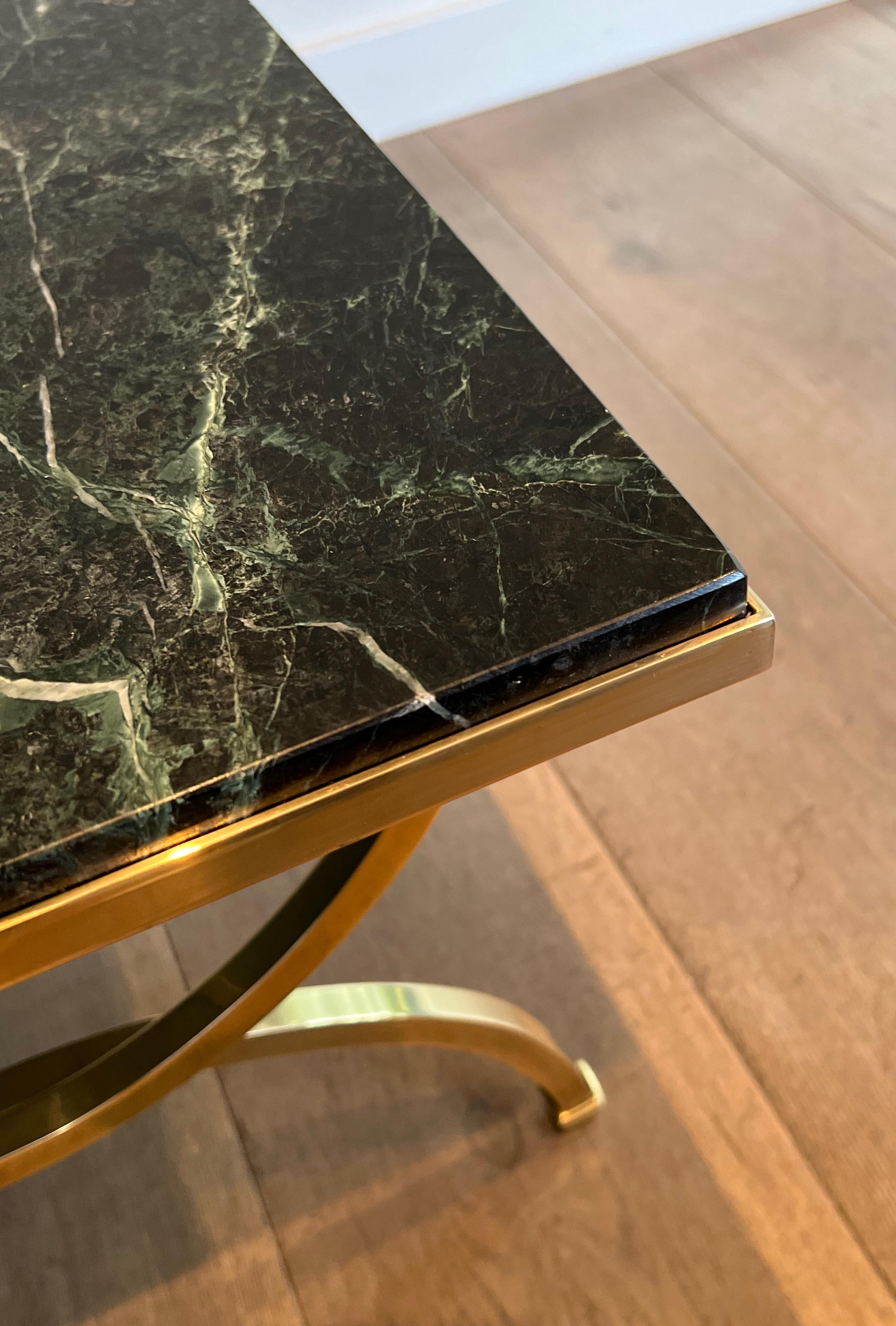 Brass Coffee Table with Marble Top by Maison Jansen For Sale 11