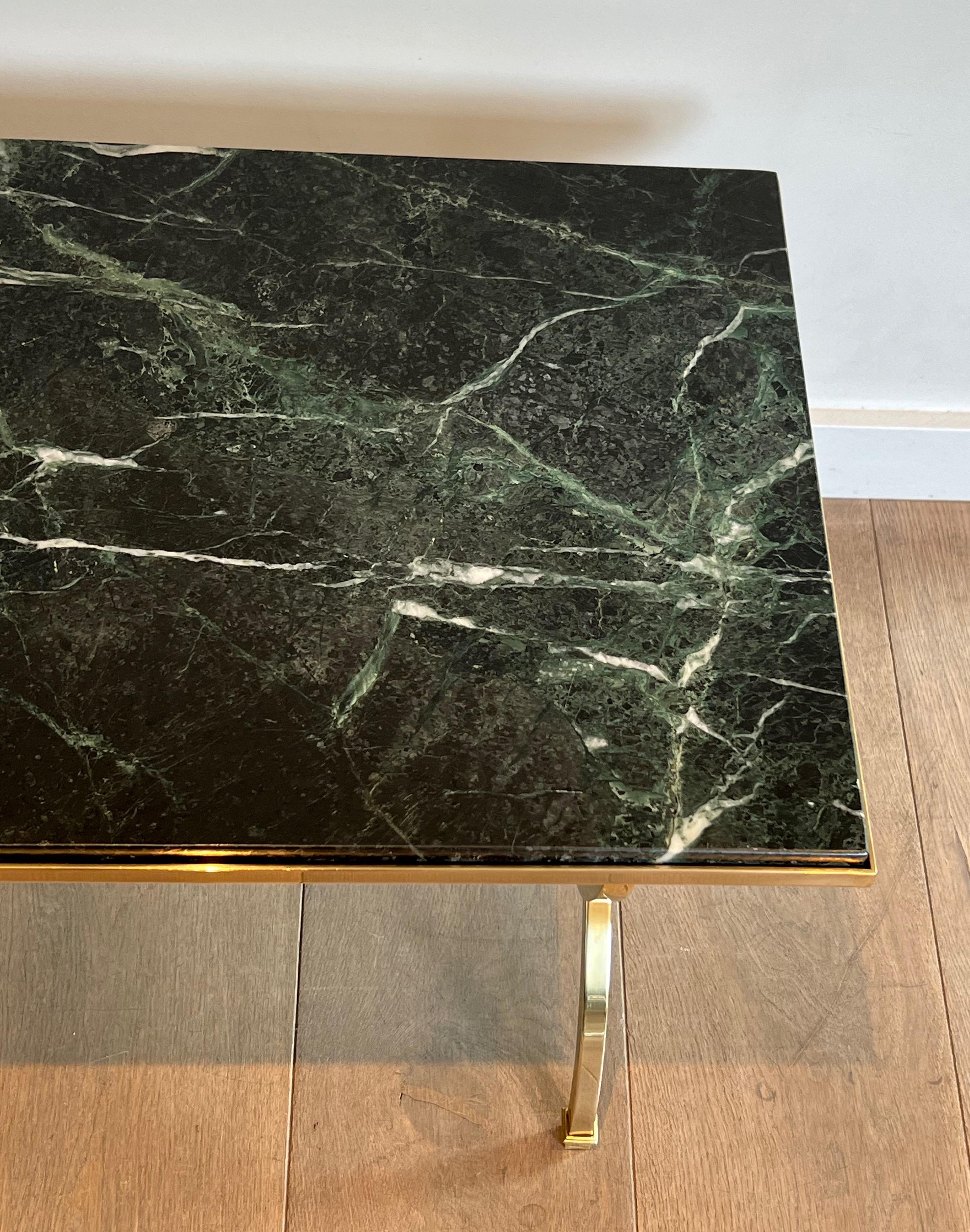 Mid-20th Century Brass Coffee Table with Marble Top by Maison Jansen For Sale