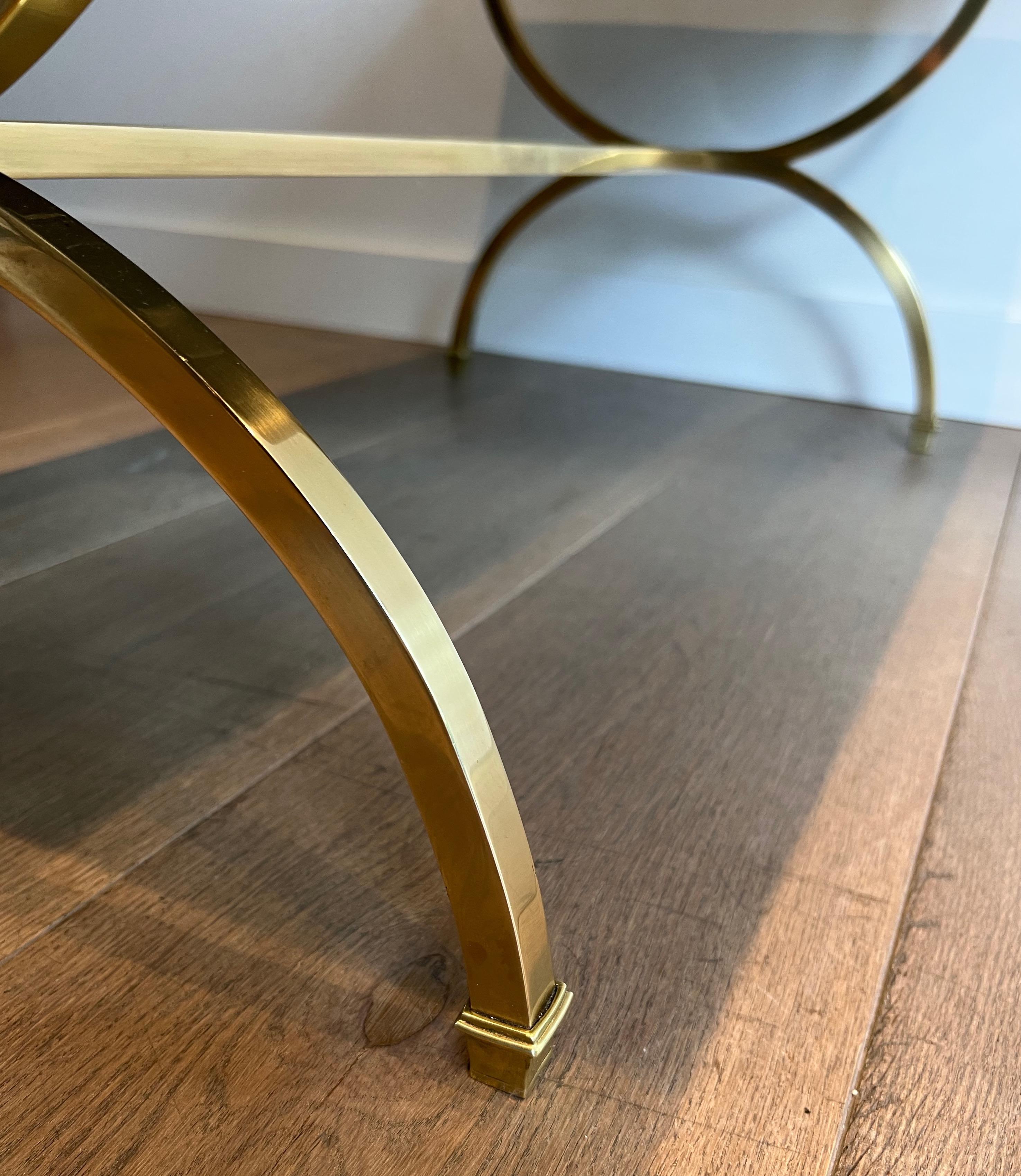 Brass Coffee Table with Marble Top by Maison Jansen For Sale 3