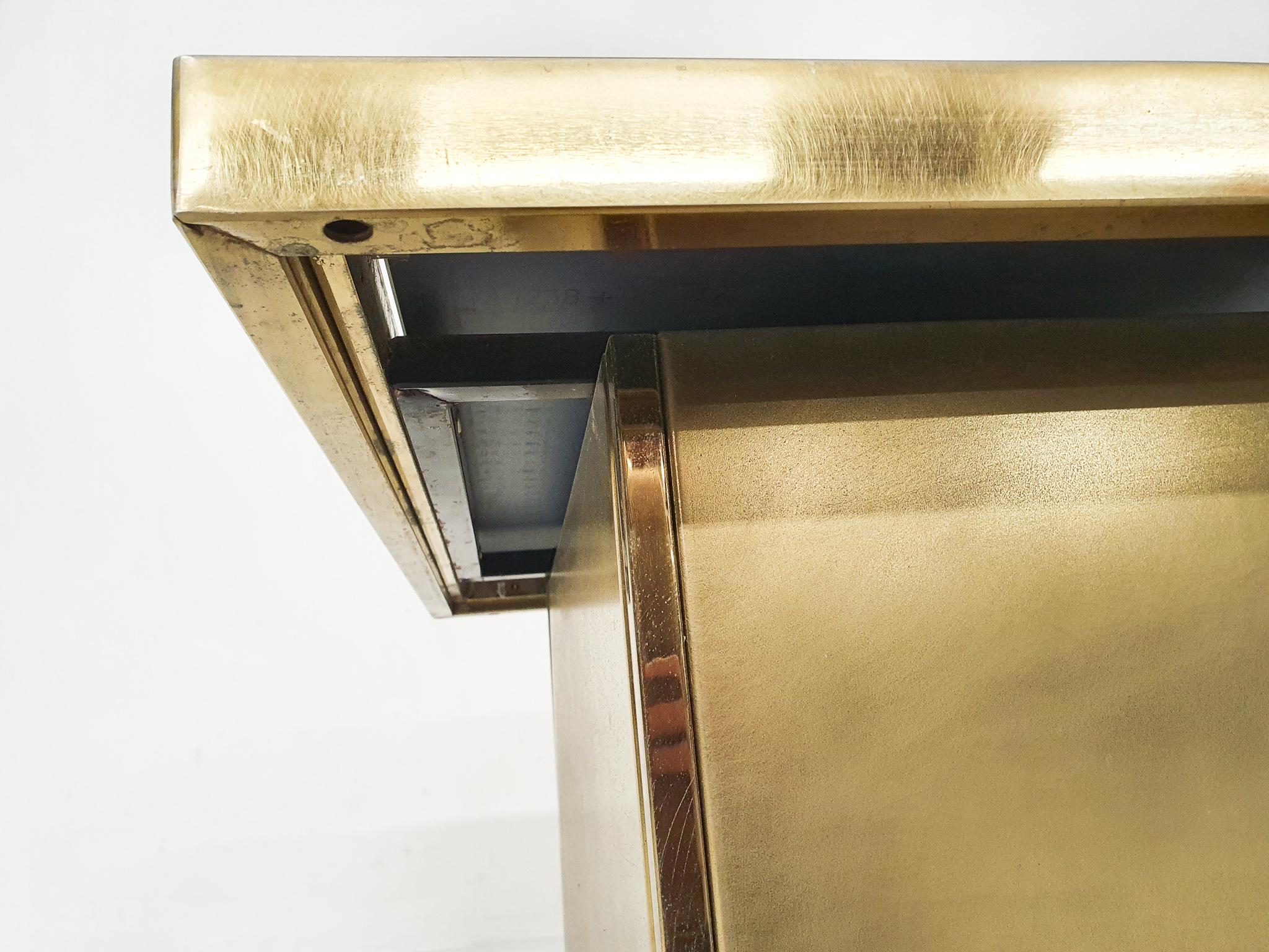 Brass Coffee Table with Mirrored Glas, Attributed to Belgo Chrom, Belgium, 1970 4