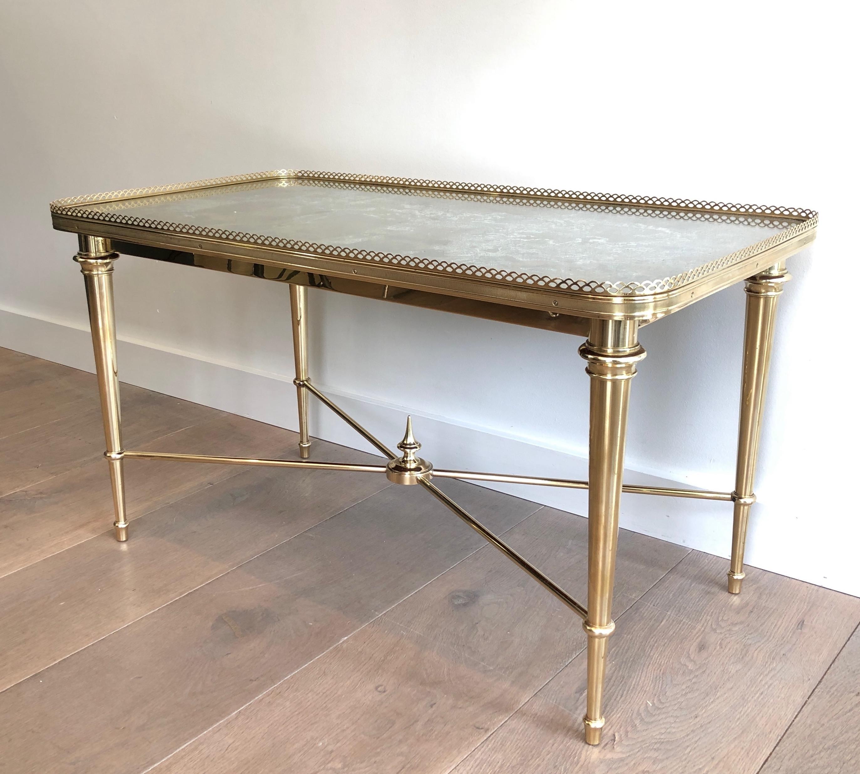 Brass Coffee Table with Oxidized Brass Top by Maison Ramsay For Sale 6