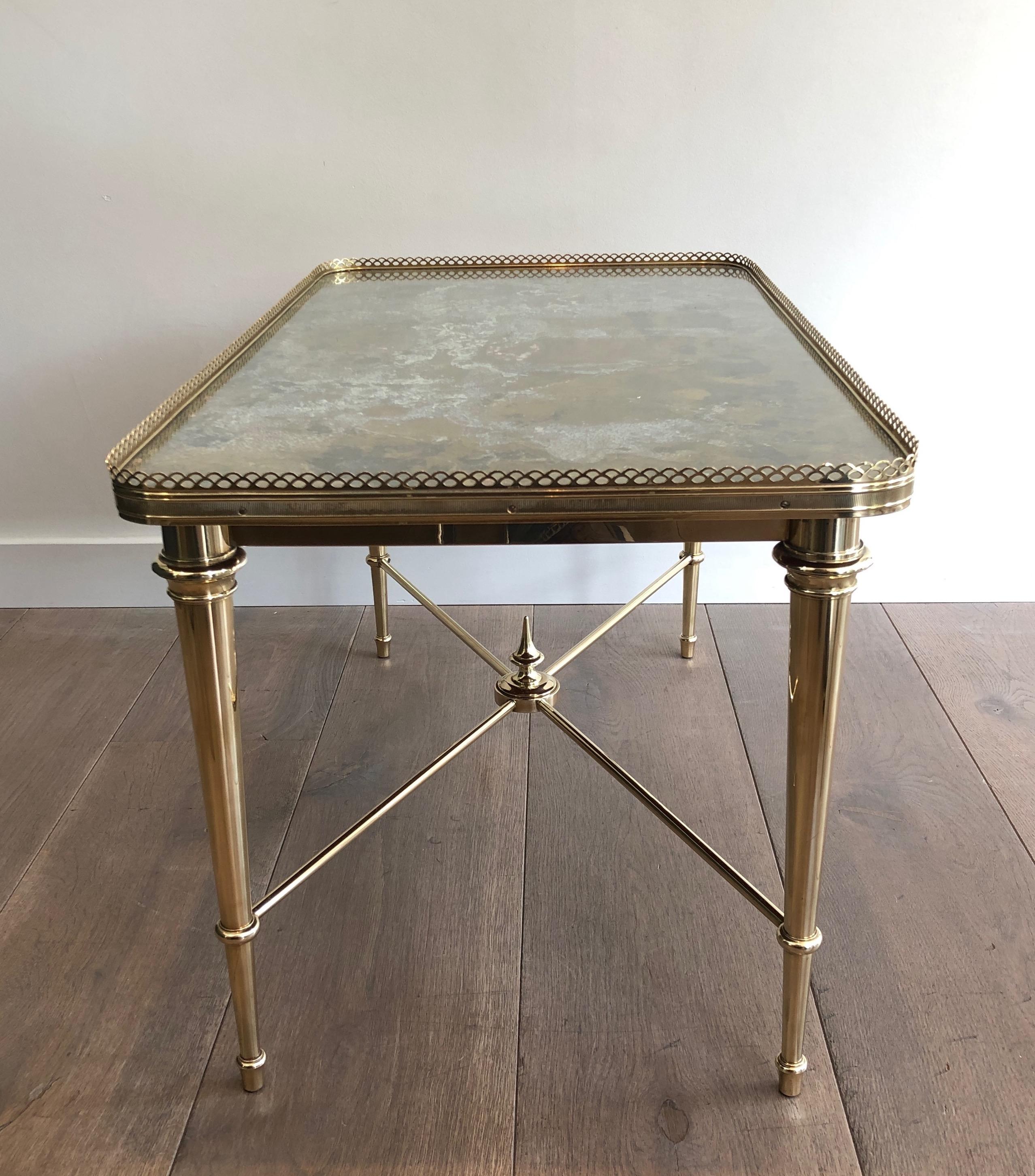 Brass Coffee Table with Oxidized Brass Top by Maison Ramsay For Sale 8