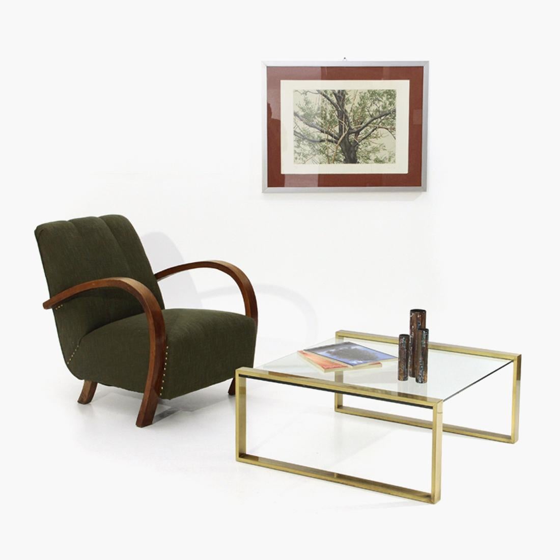 Brass Coffee Table with Rectangular Glass Top, 1950s For Sale 8