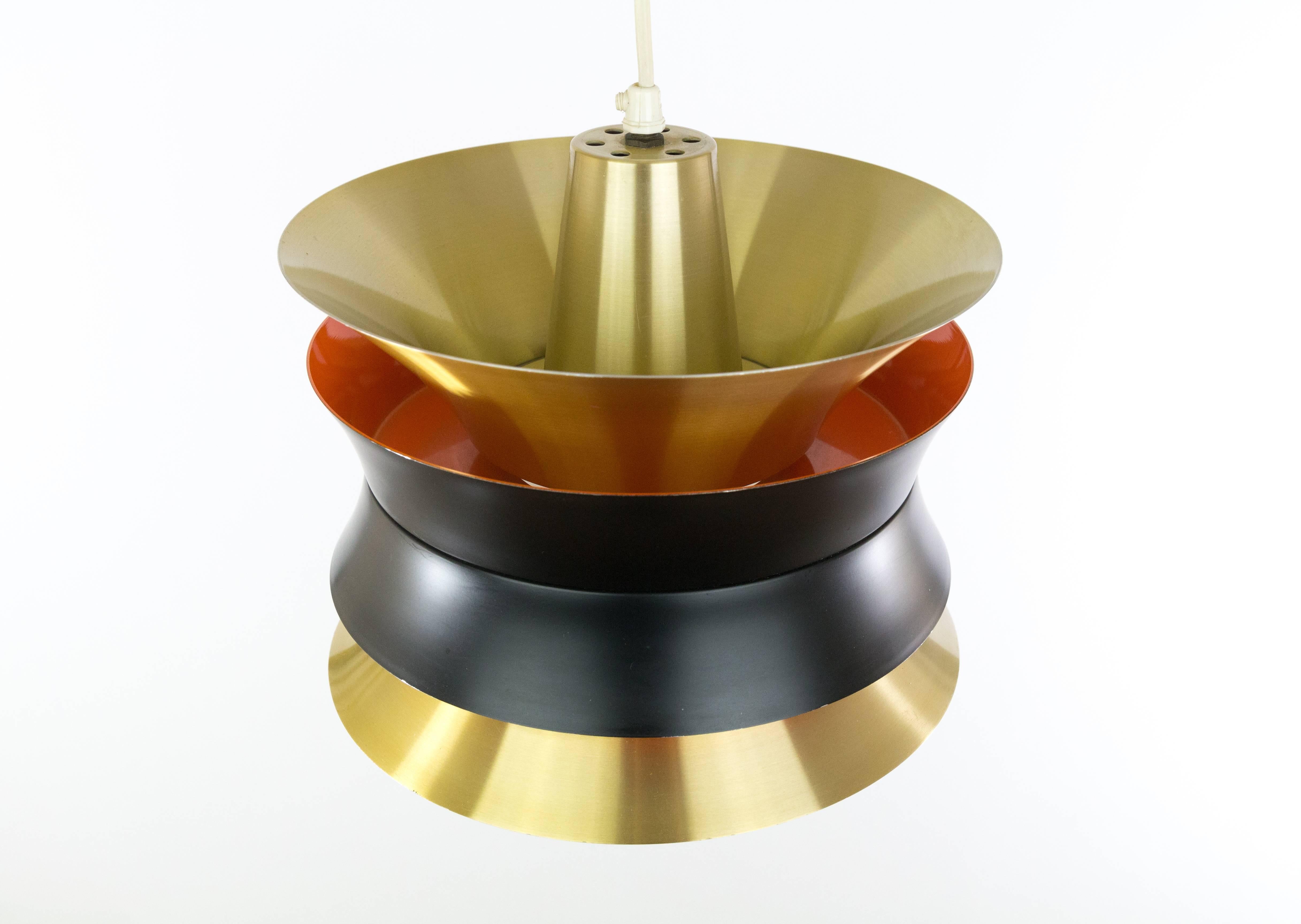 Mid-Century Modern Brass Colored Trava Pendant by Carl Thore for Granhaga, 1960s