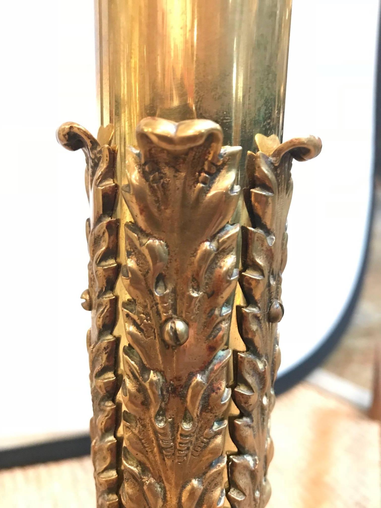 Brass Column Andirons For Sale 2