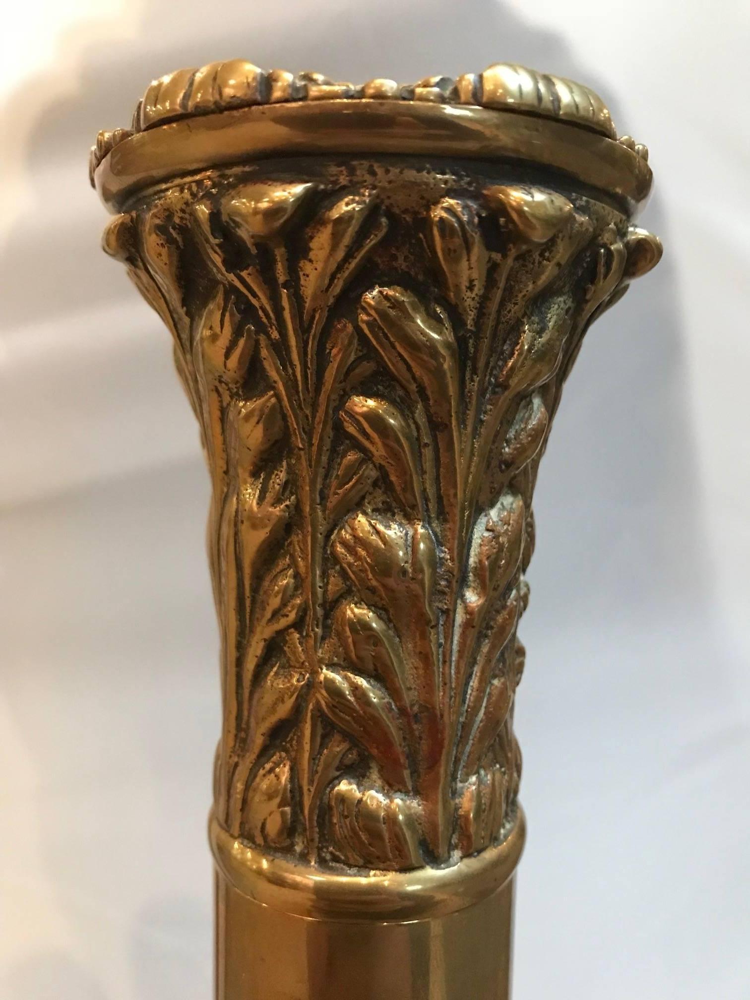 Brass Column Andirons For Sale 3