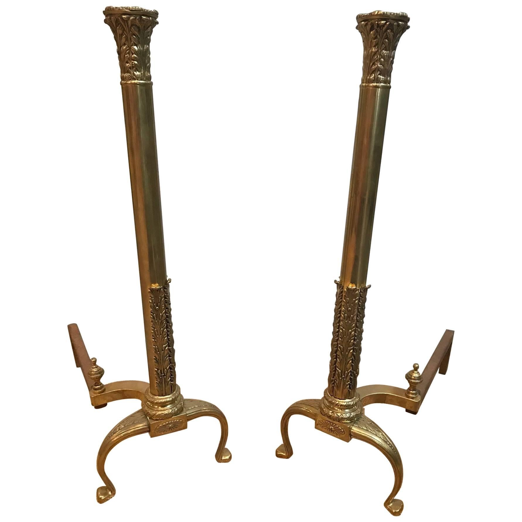 Messing-Säulen-Andirons
