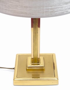 Brass Column Table Lamp in Art Deco Style, 1970s