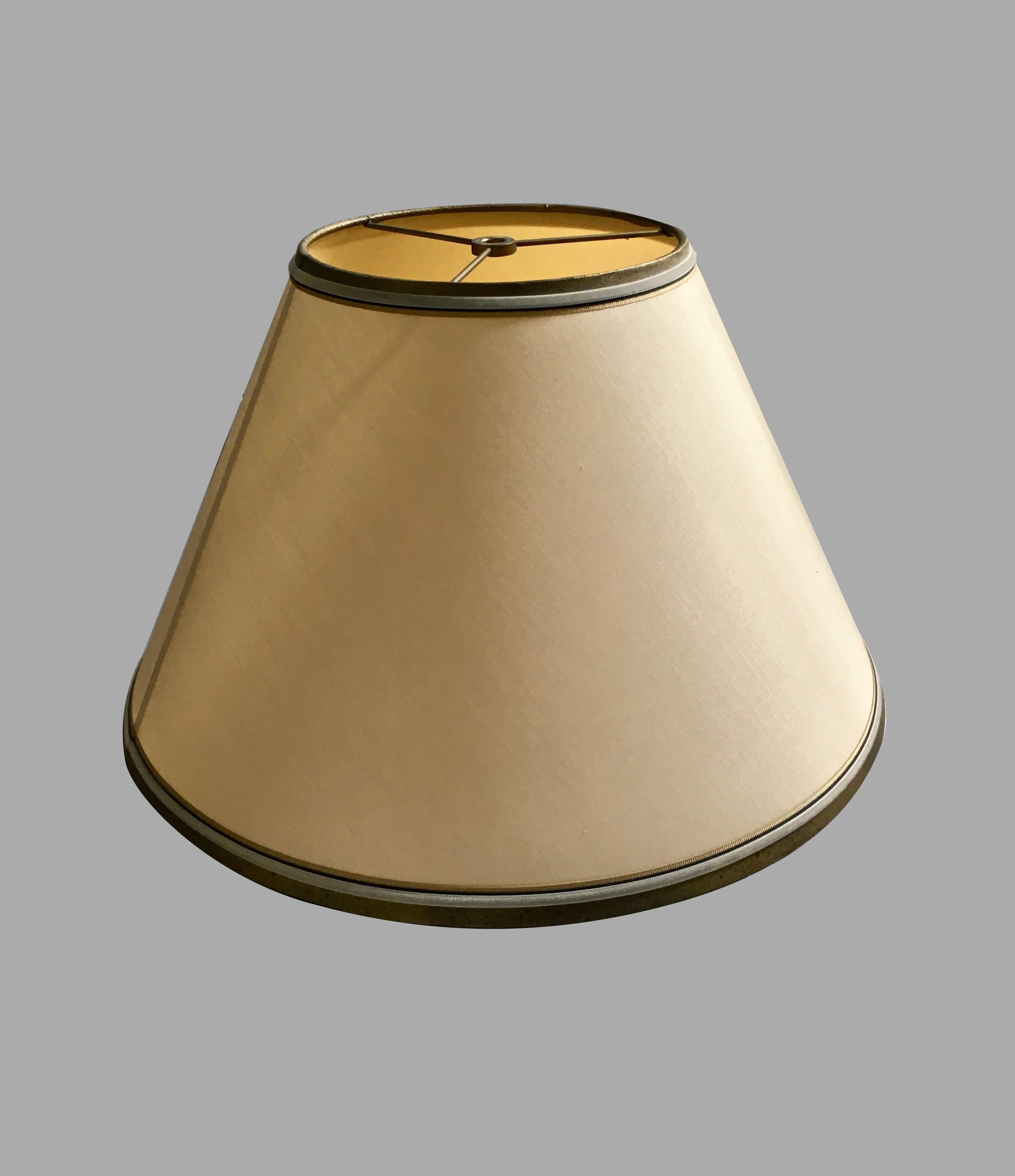 Late 20th Century Brass Columnar Table Lamp with Custom Silk Shade