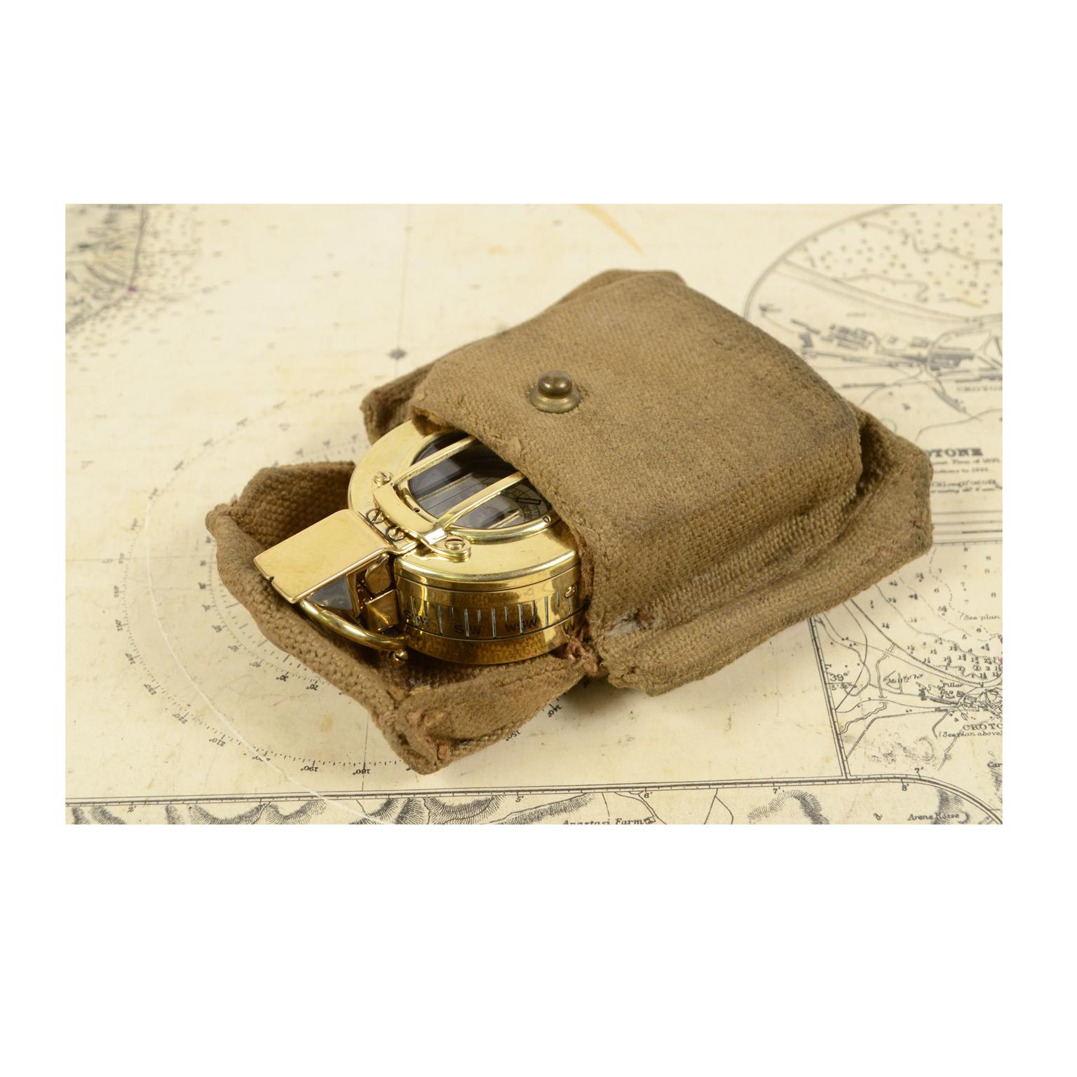 Brass Compass 1945 with Original Green Fabric Case 10
