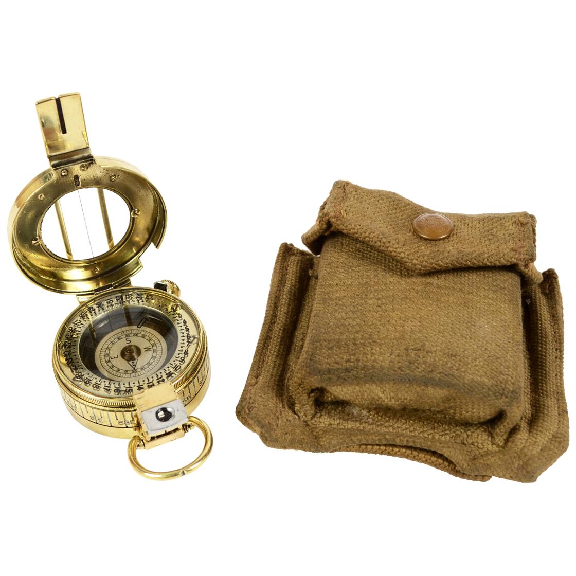 Brass Compass 1945 with Original Green Fabric Case