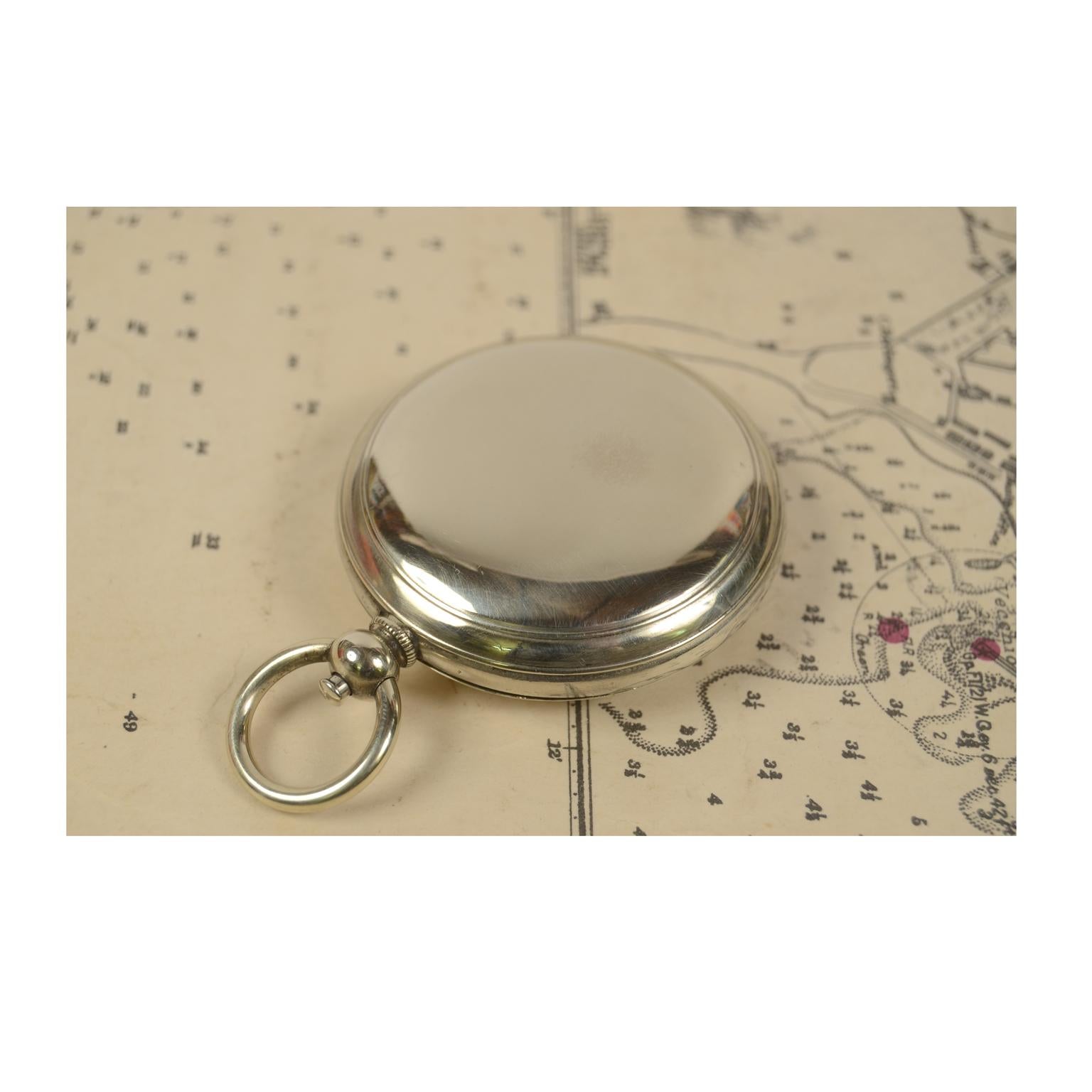 Brass  Magnetic Pocket Compass French Manufacture, 1920s with goniometric circle 4