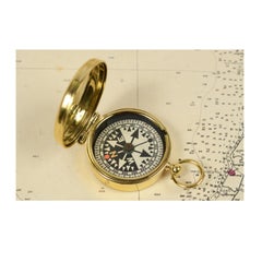 Brass Compass Made in England in the Early 1900s with its Leather Case