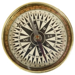 Ancienne boussole topographique en laiton magnétique du XIXe siècle avec cercle géométrique