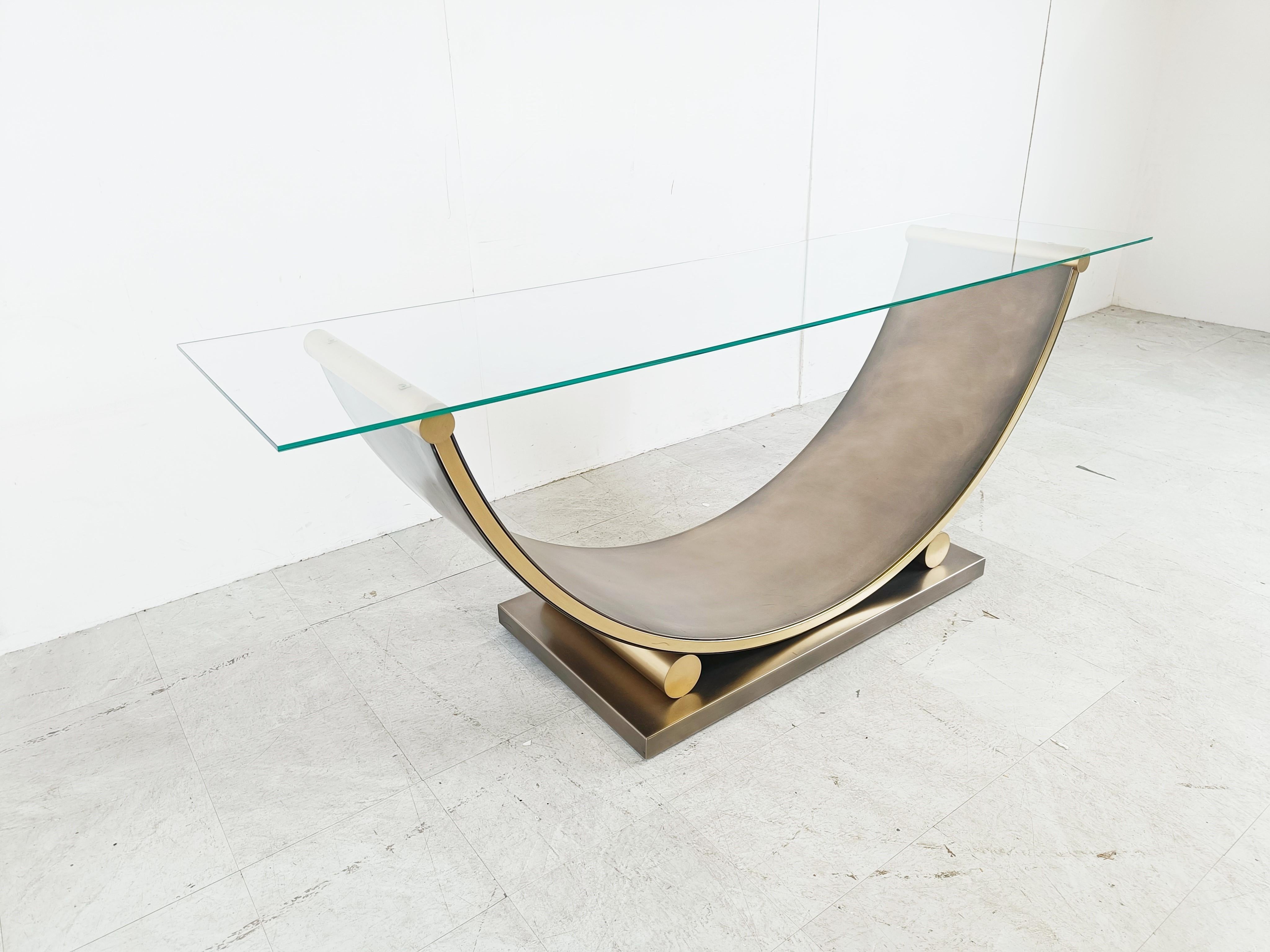 Late 20th Century Brass console by Belgochrom, 1970s 
