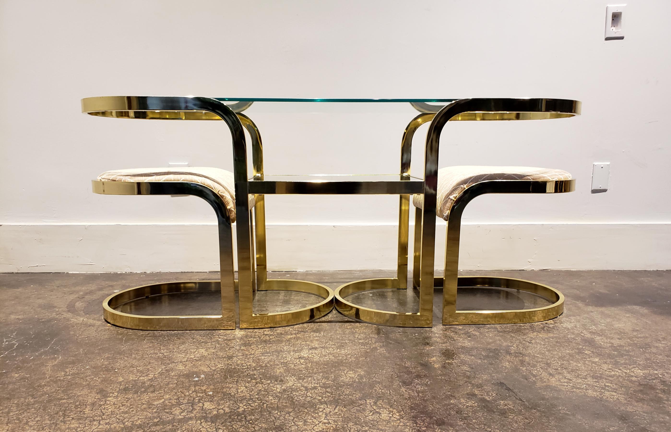 American Brass Console Cafe Table with Pink Chairs by DIA Design Institute of America