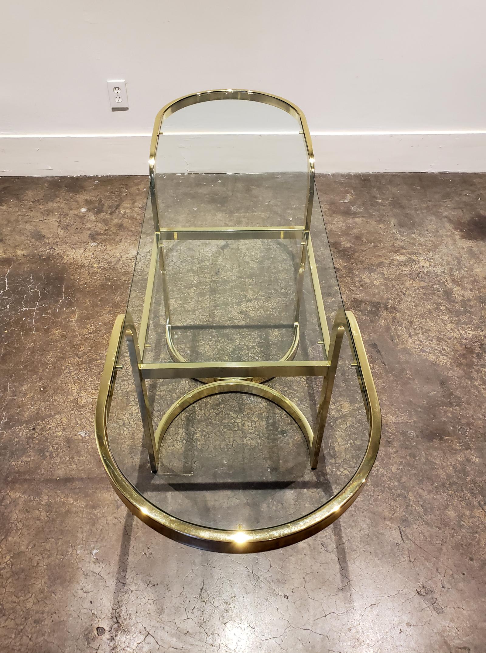 20th Century Brass Console Cafe Table with Pink Chairs by DIA Design Institute of America