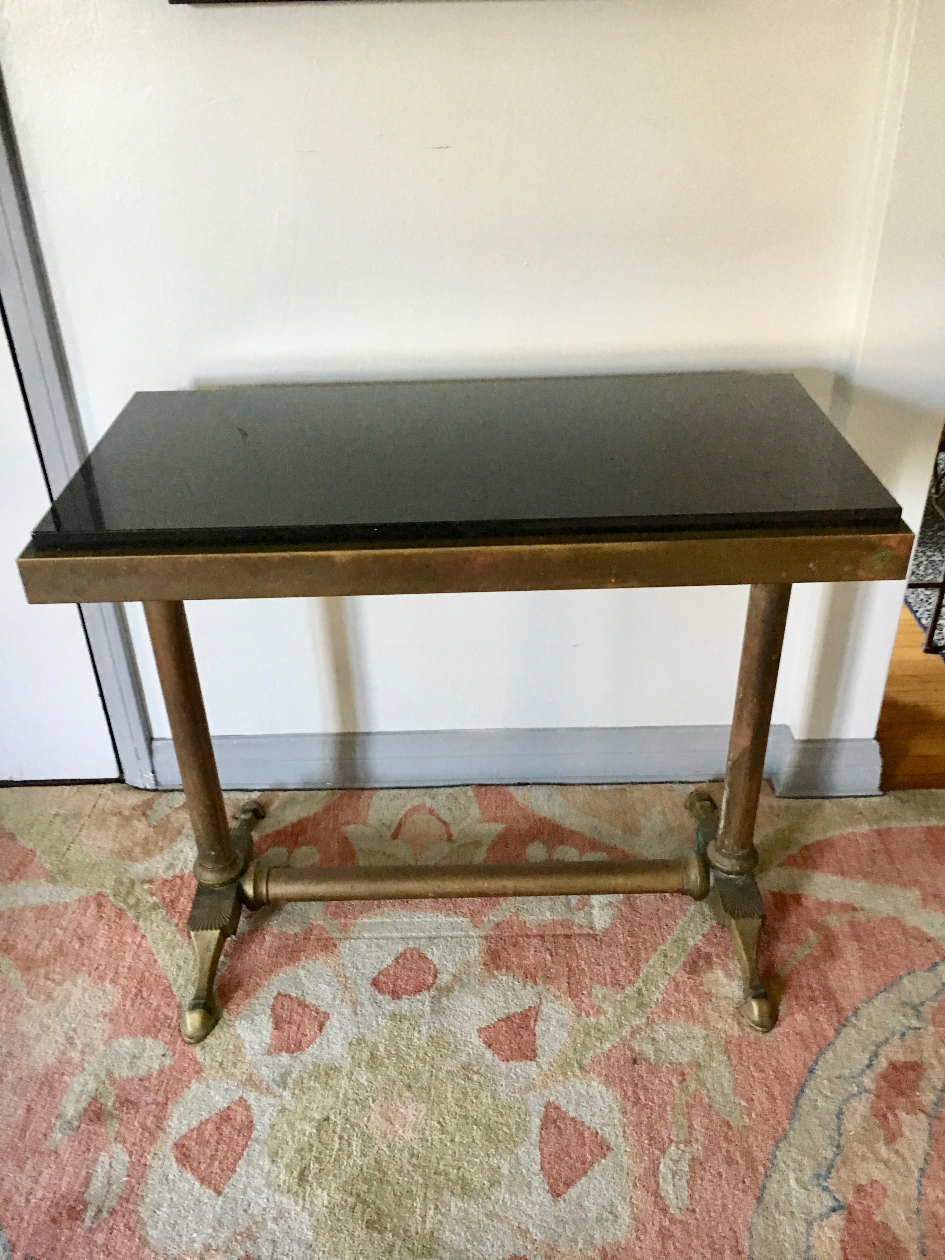 20th Century Brass Console Sofa Table with Marble-Top