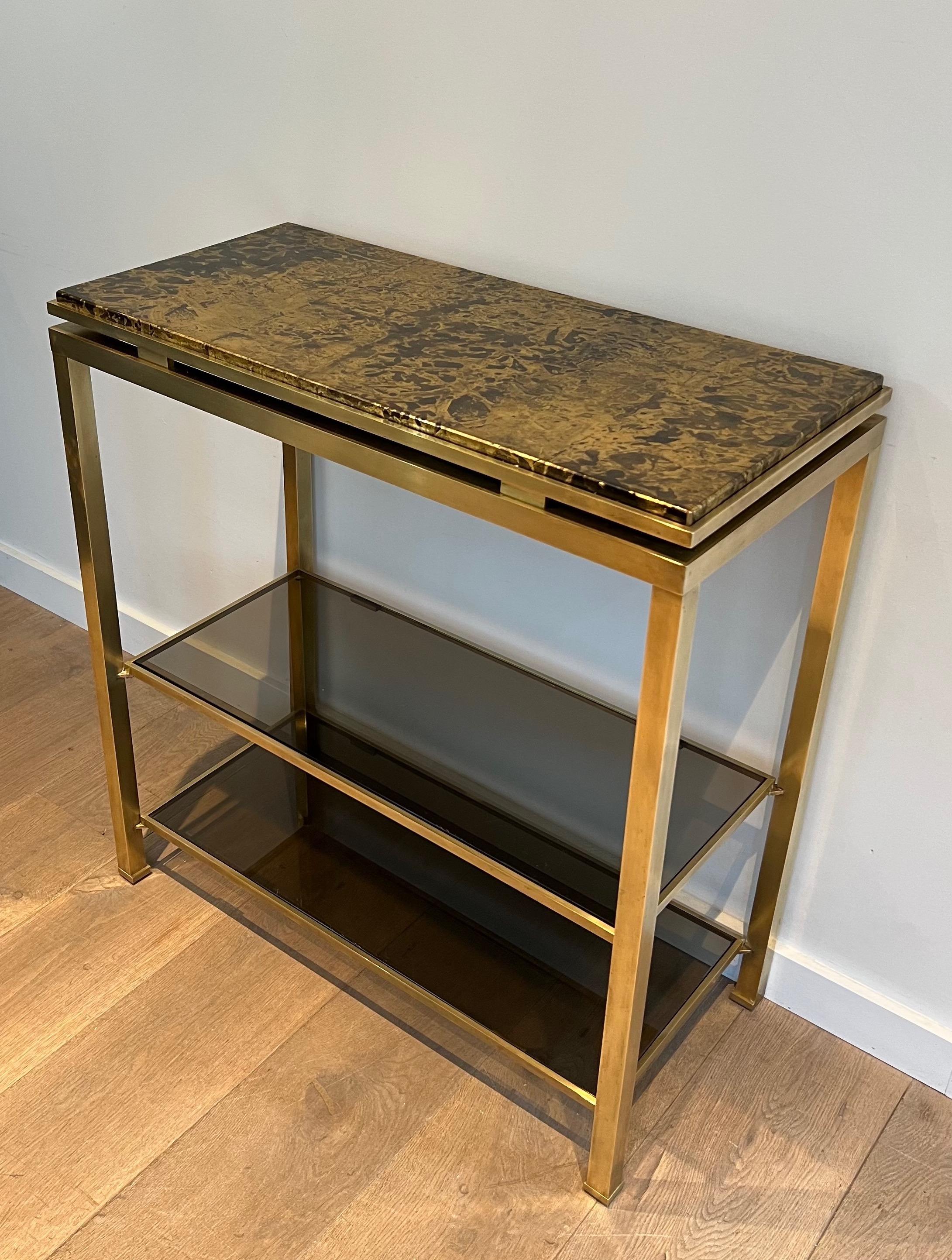 Mid-Century Modern Brass Console Table by Guy Lefèvre for Maison Jansen. Circa 1970
