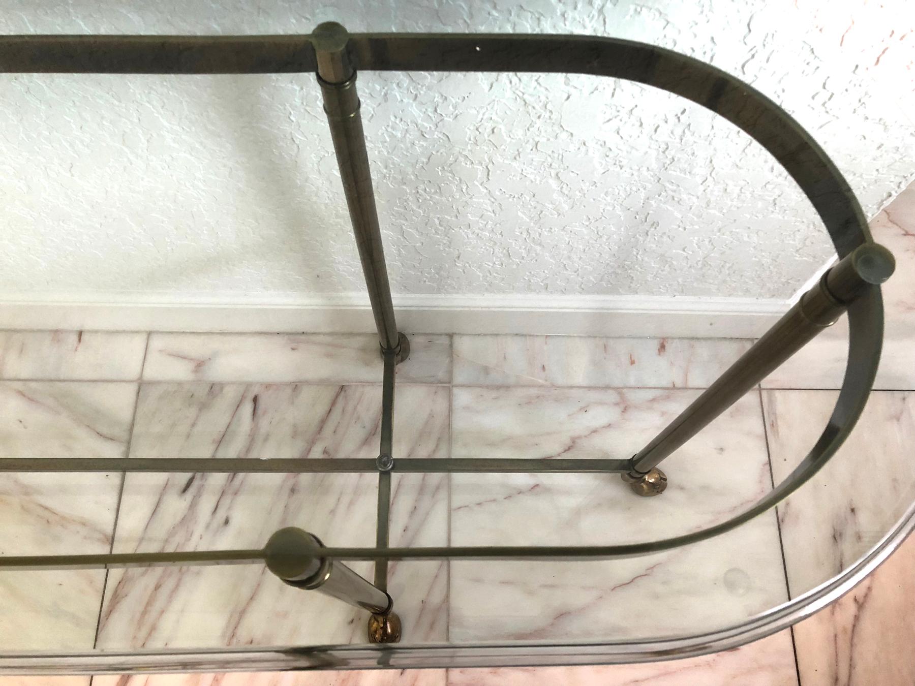 Brass Console Table Glass Top with Hoof Feet 1