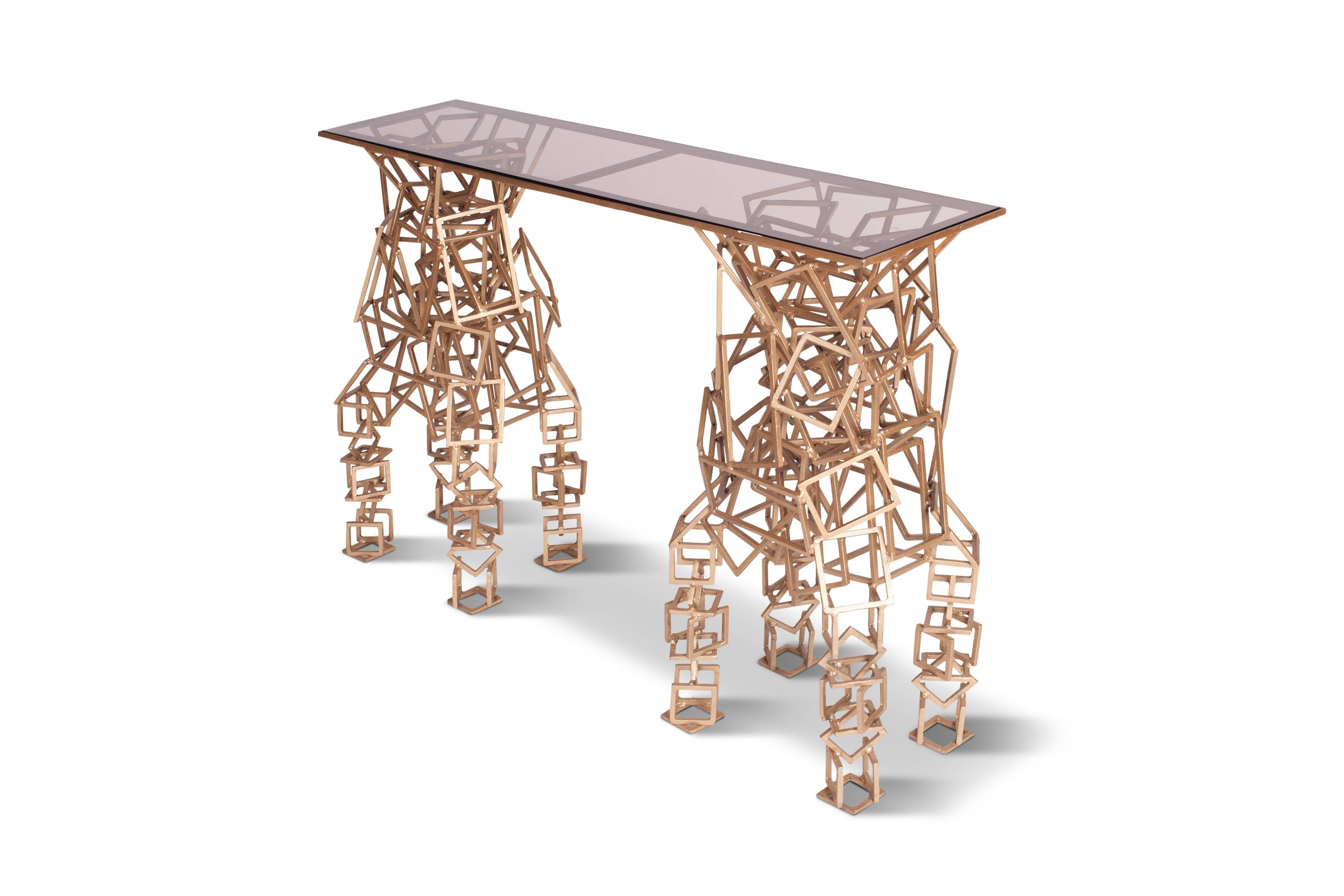 Post-Modern Brass Console Table in the Style of Antony Gormley For Sale