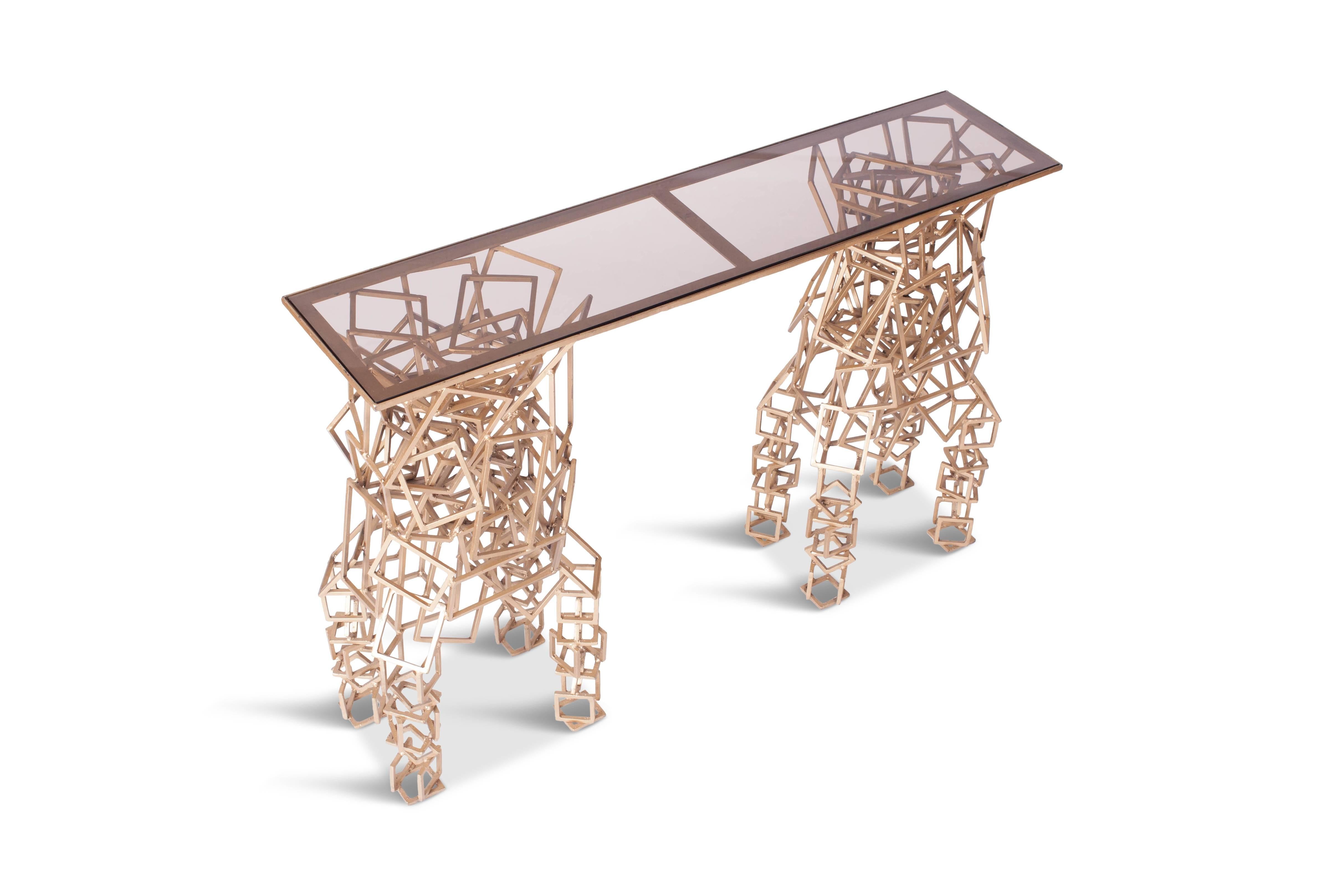French Brass Console Table in the Style of Antony Gormley For Sale