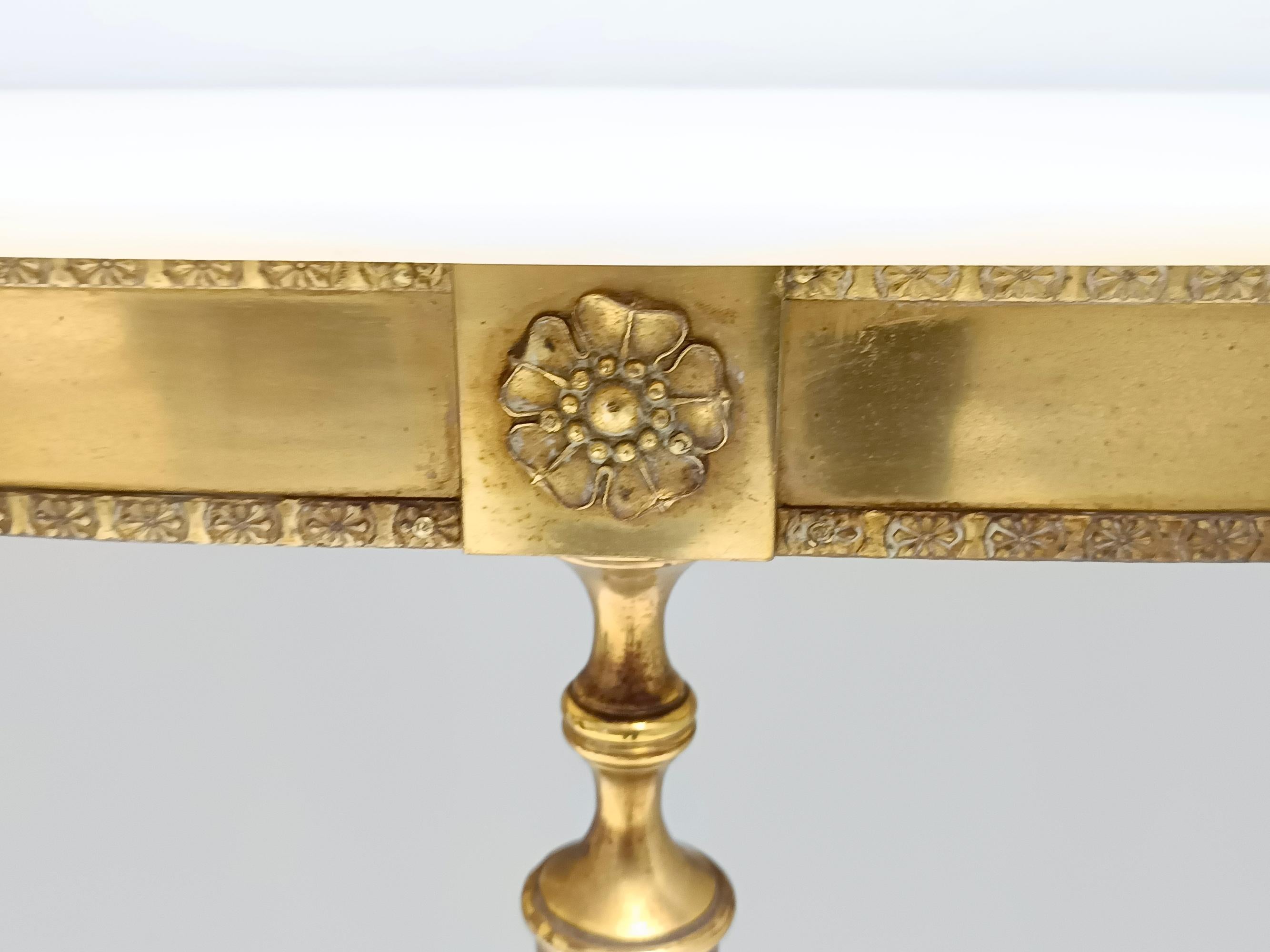 Brass Console Table with Demilune Portuguese Pink Marble Top, Italy 6