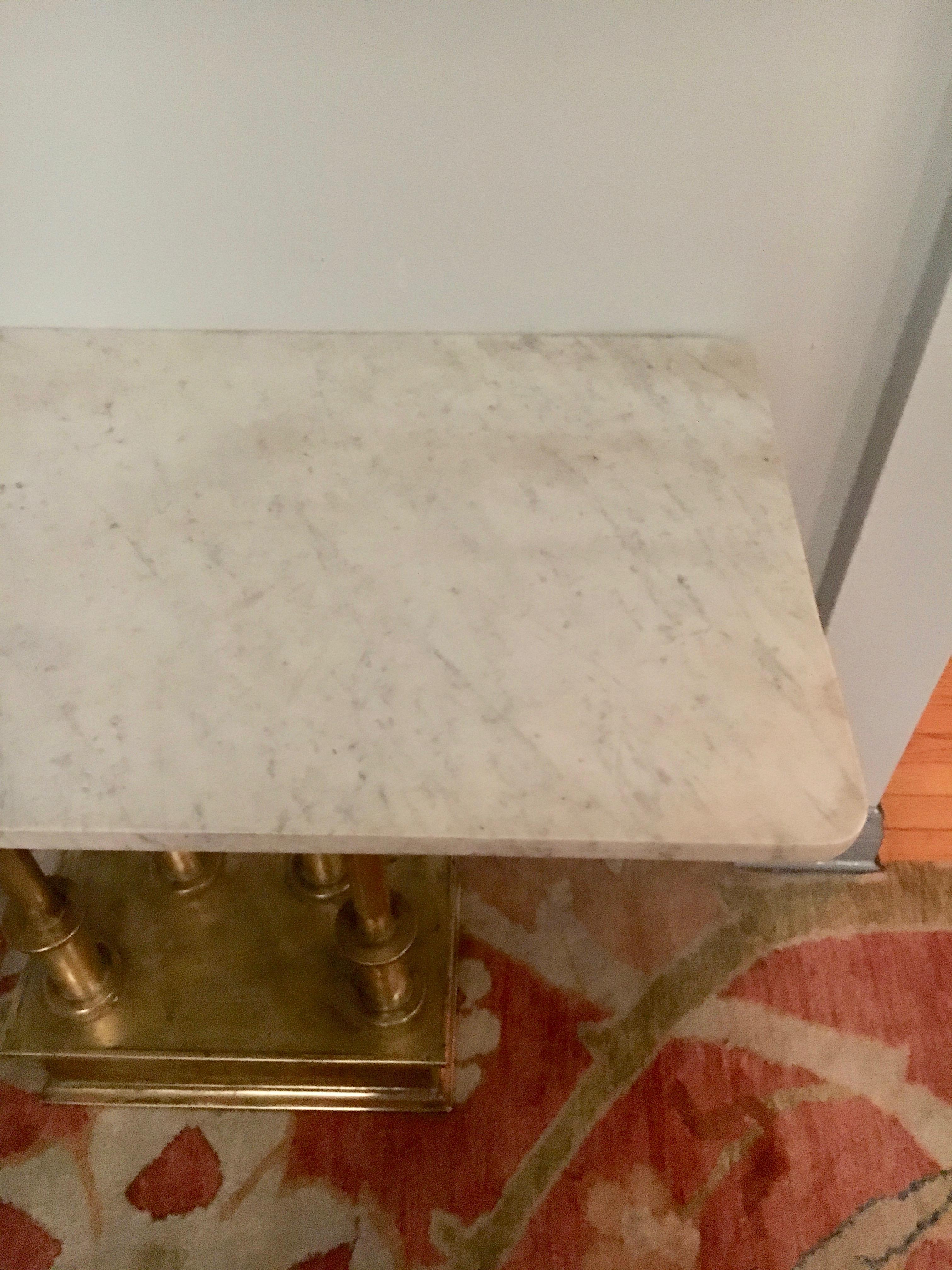 Brass Console Table with Marble Top In Excellent Condition In Los Angeles, CA