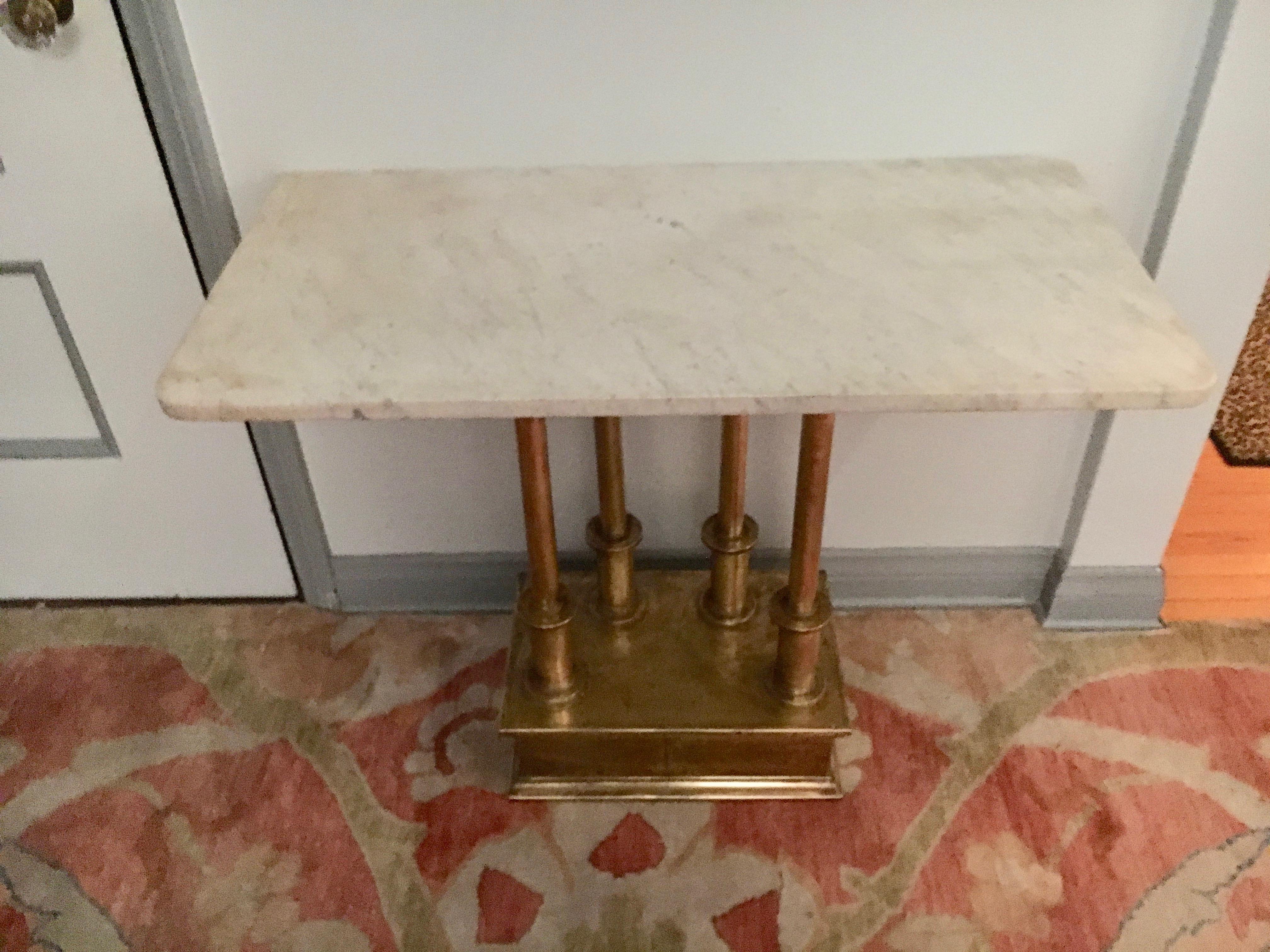 Brass Console Table with Marble Top 1