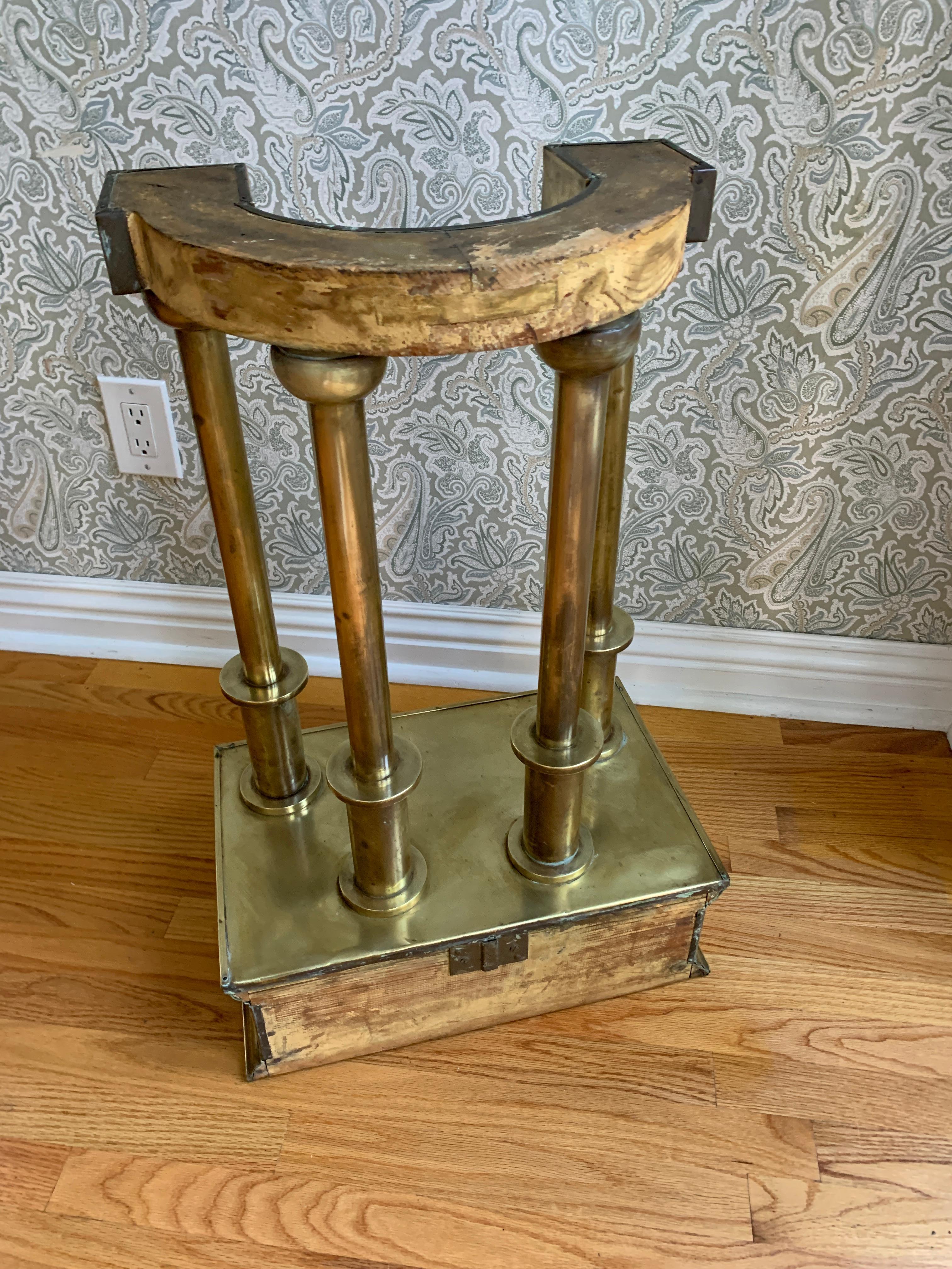 20th Century Brass Console Table with Marble Top