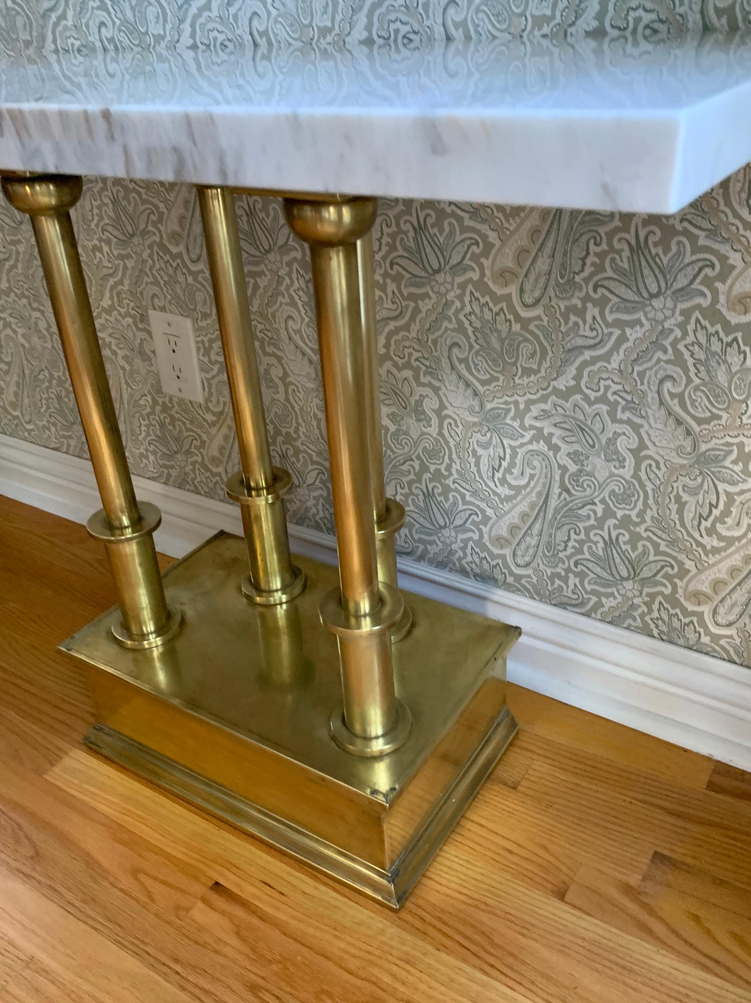 Brass Console Table with Marble Top 1