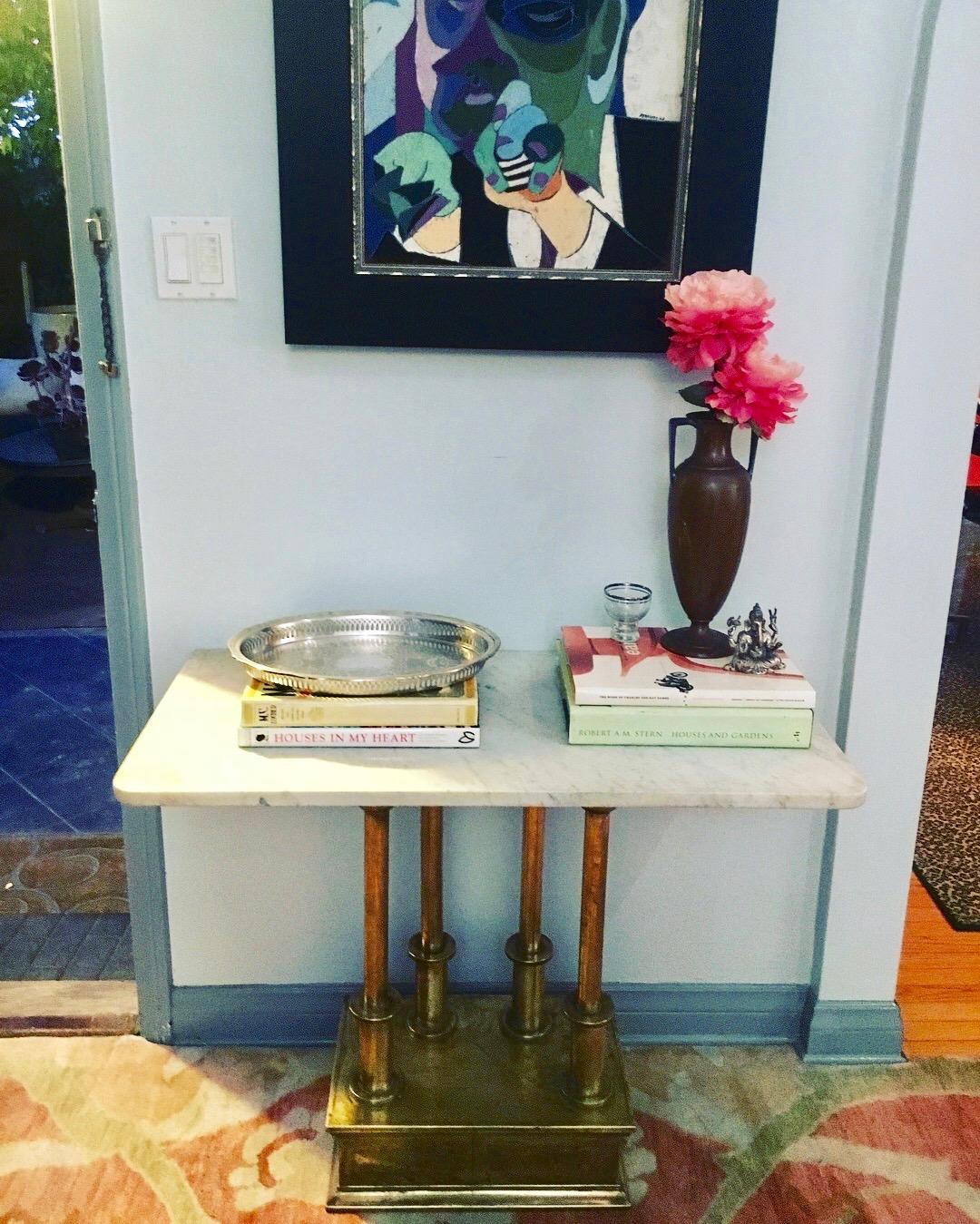 Brass Console Table with Marble Top 3