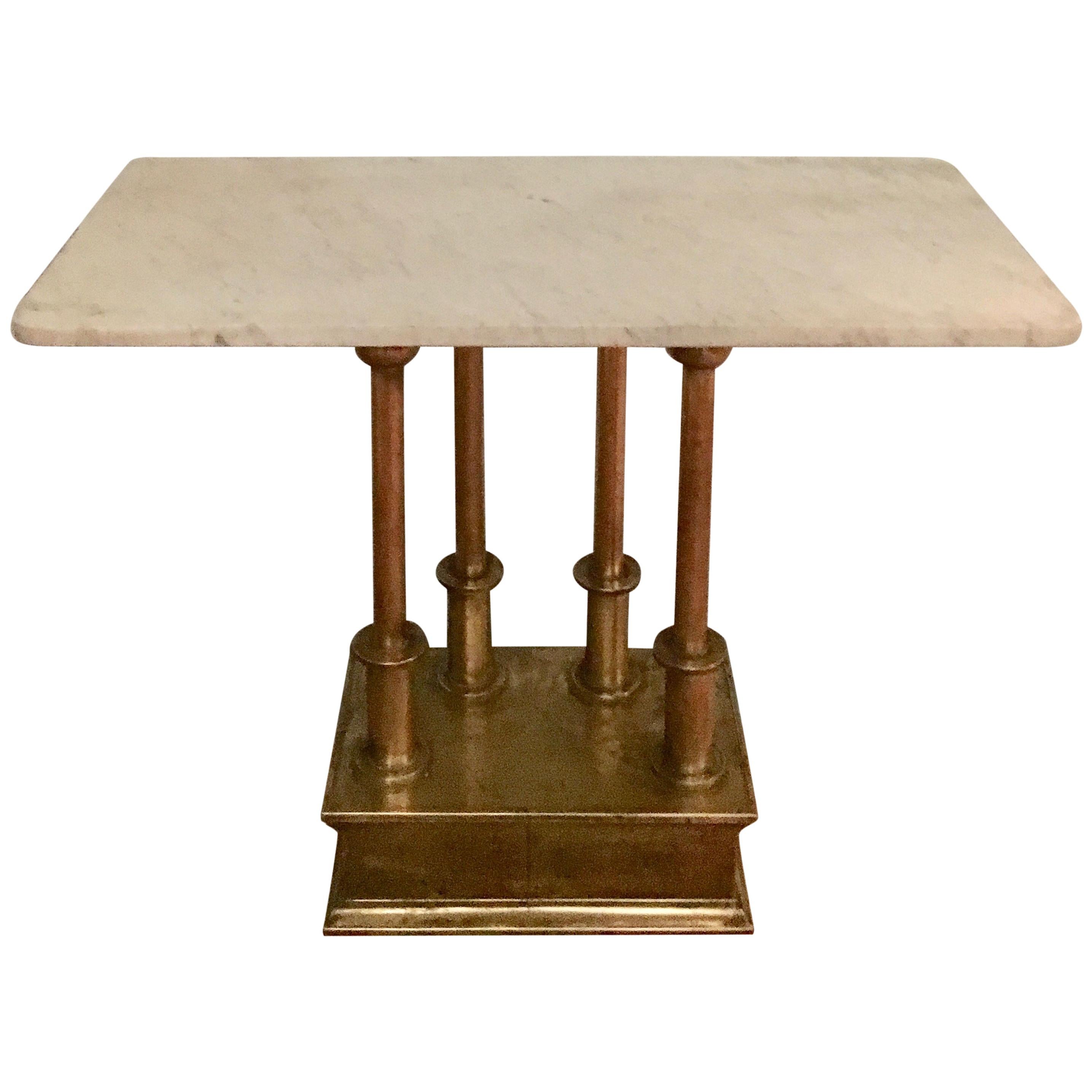 Brass Console Table with Marble Top